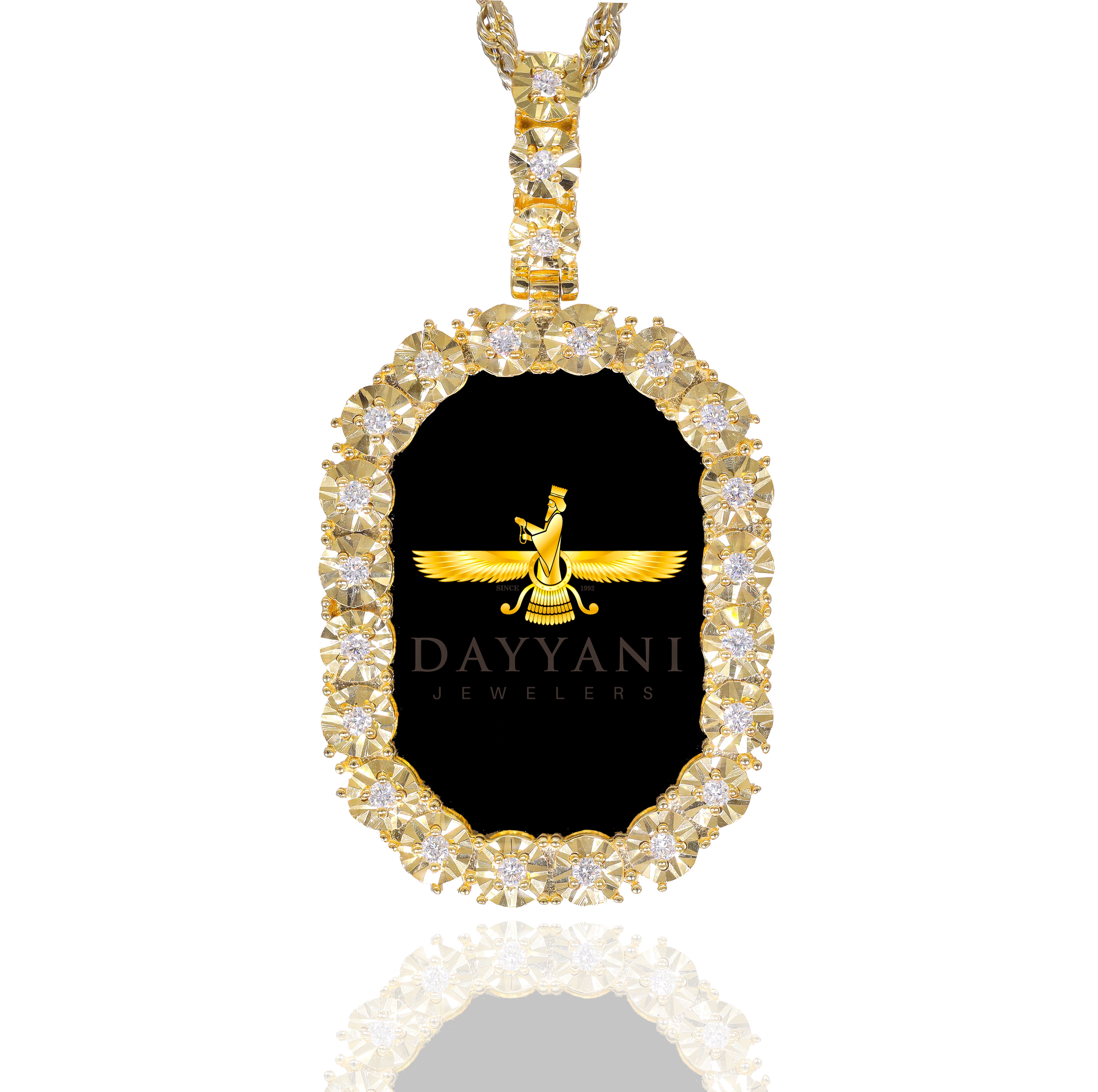 1.10 Inch Oval Diamond Cut Diamond Memory Pendant