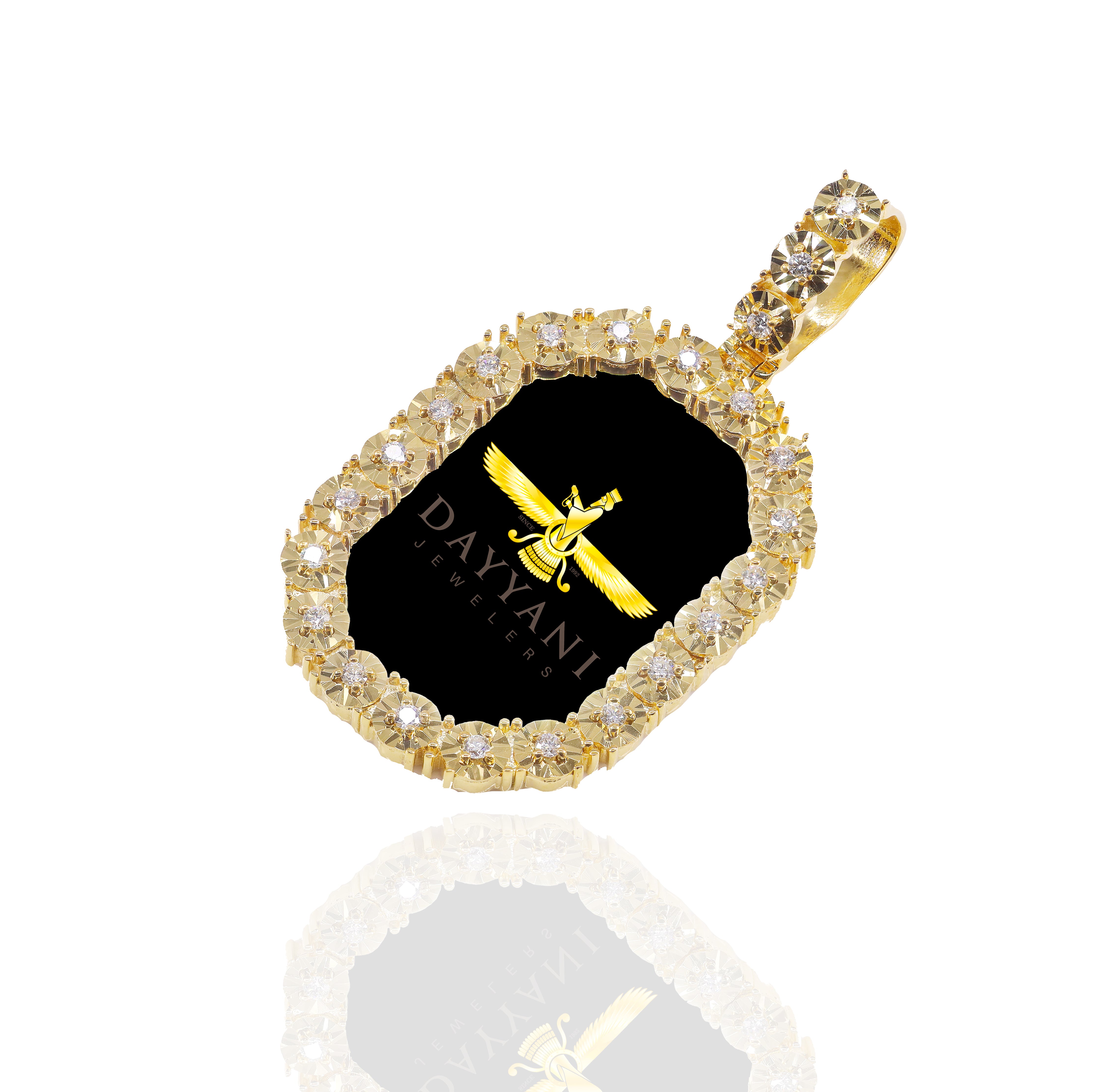 1.10 Inch Oval Diamond Cut Diamond Memory Pendant