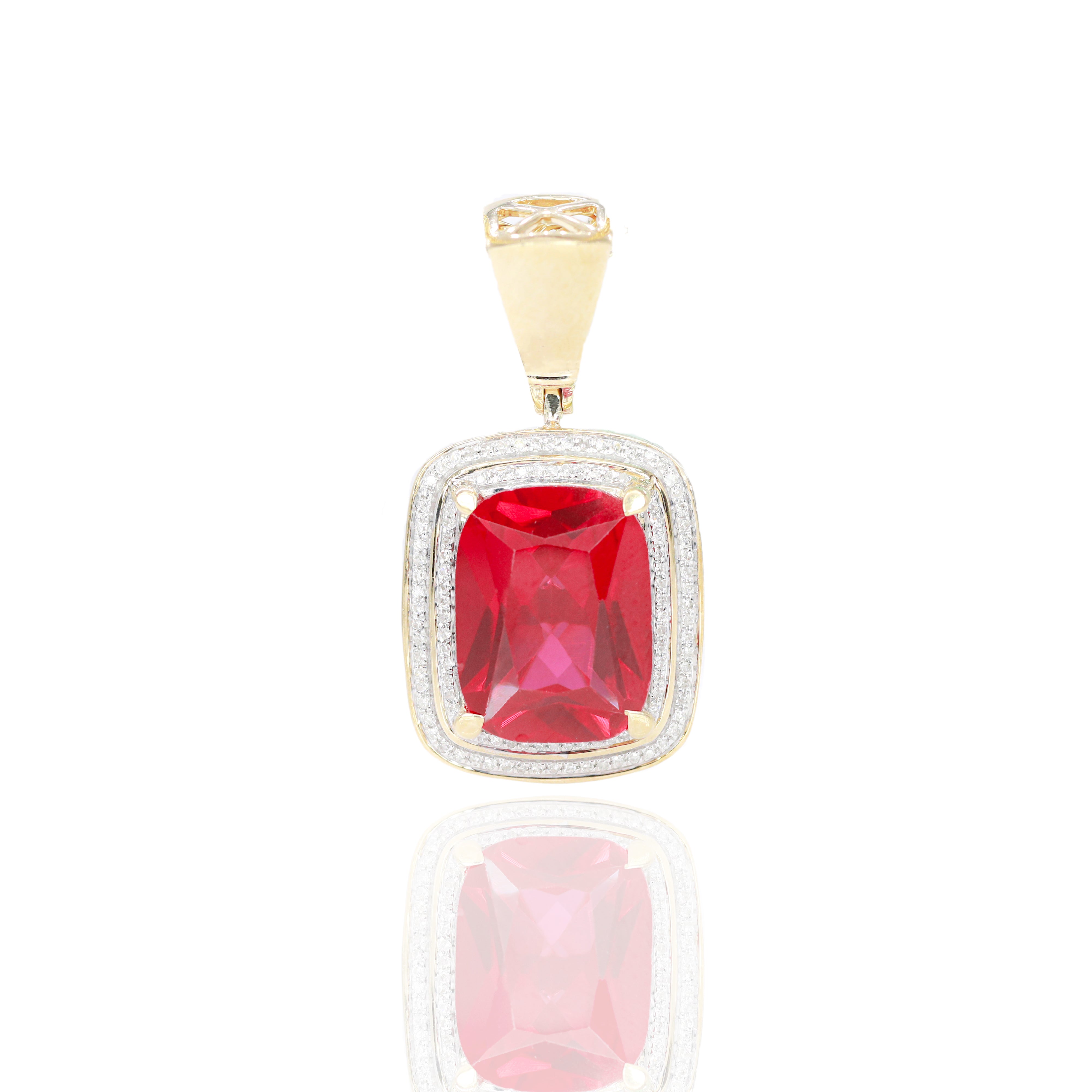 Red Gemstone Diamond Pendant