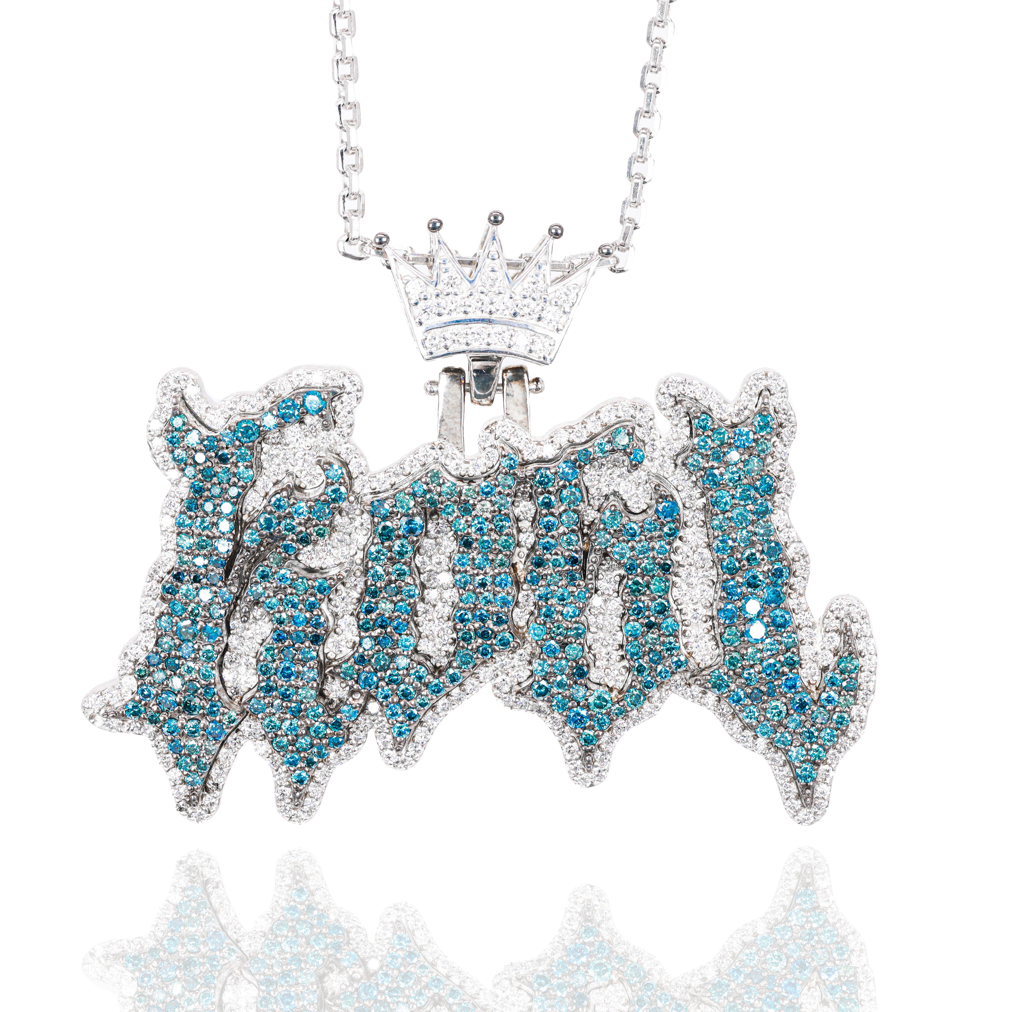 Custom Design Deposit - Blue & White Diamond Name Pendant