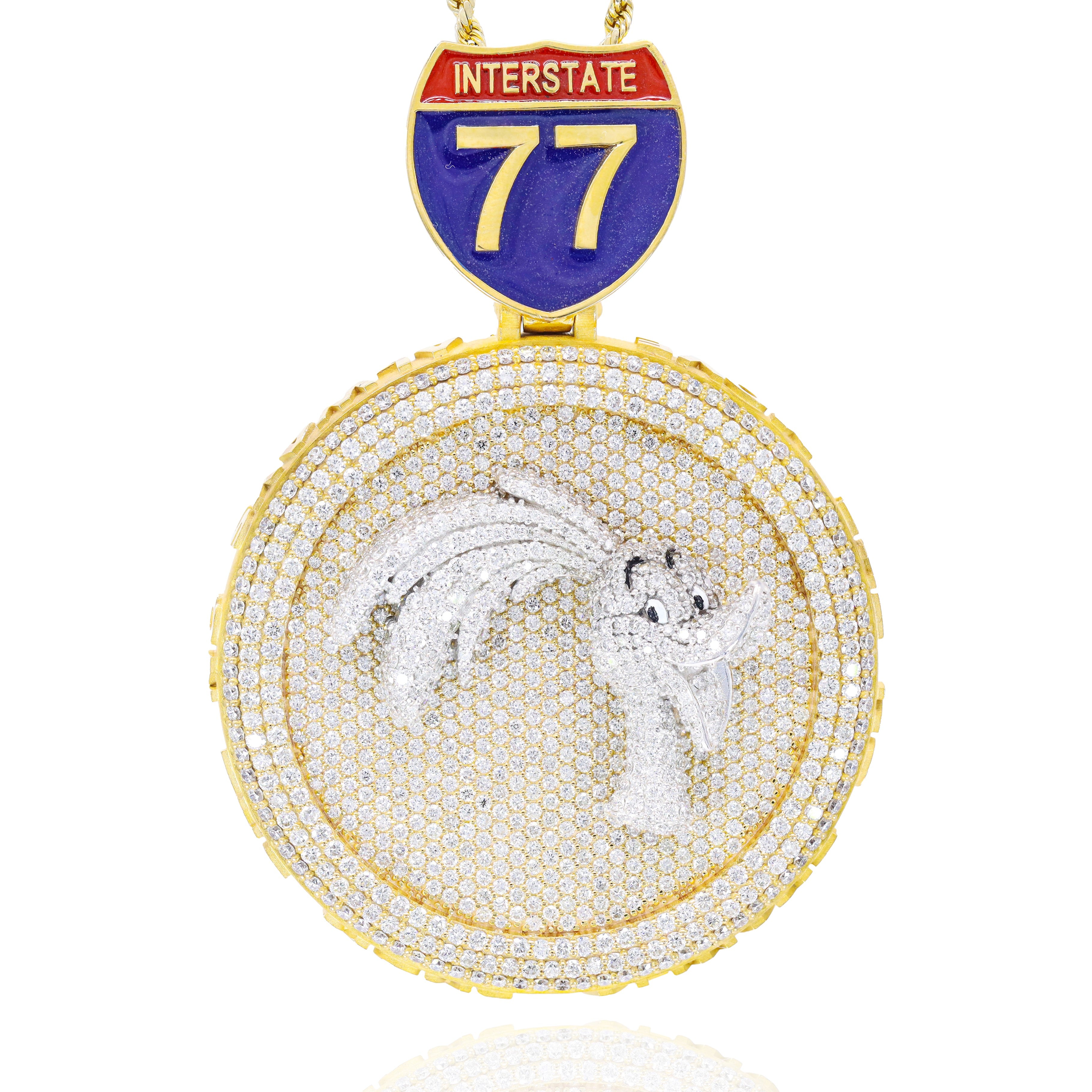 Custom Design Deposit - 3D Road Runner Two-Tone Diamond Pendant