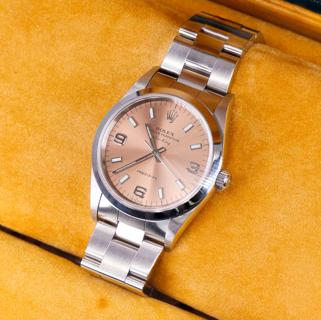 Rolex 14000 Air King 34.5mm Salmon Dial