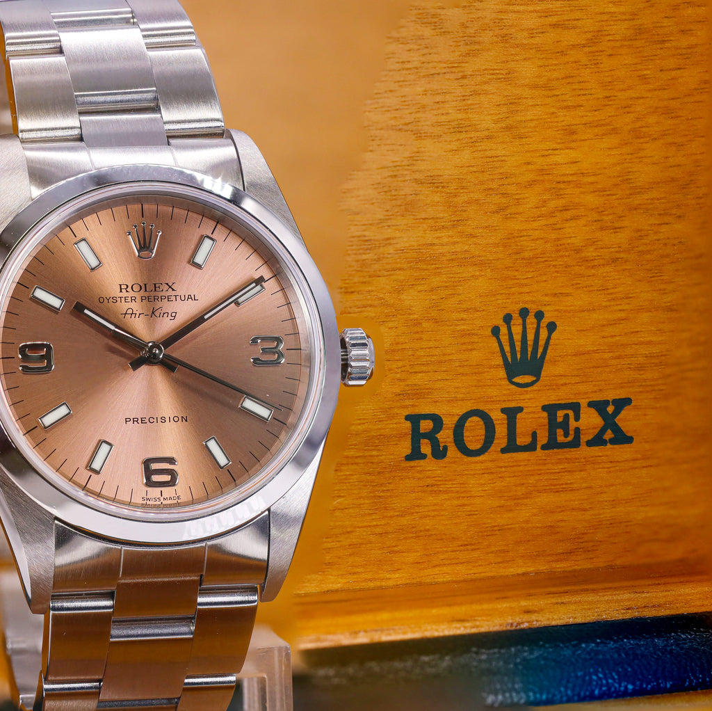 Rolex 14000 Air King 34.5mm Salmon Dial