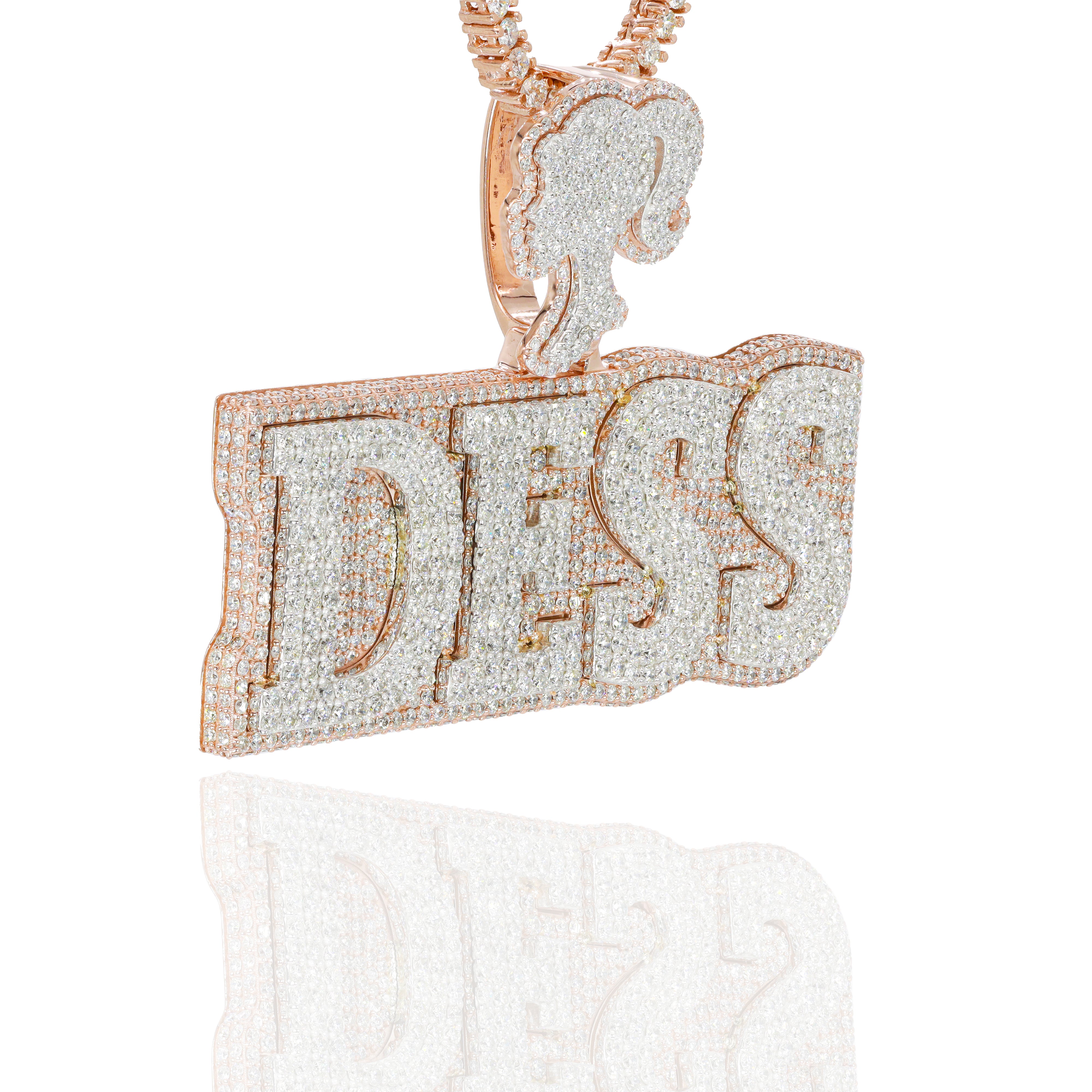 Custom Design Deposit - Two-Tone Block Style Name Diamond Pendant