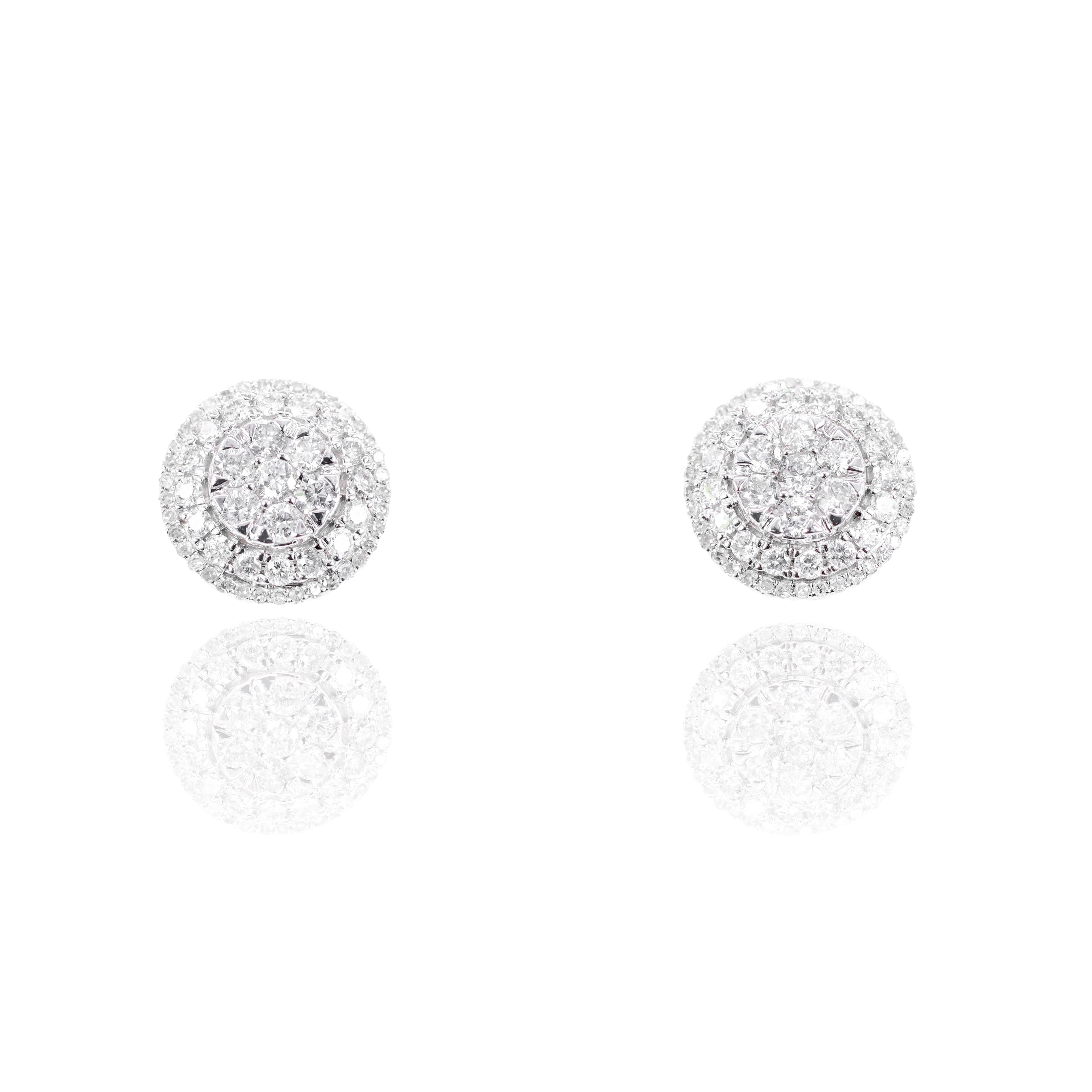 Elevated Center Round Diamond Earrings