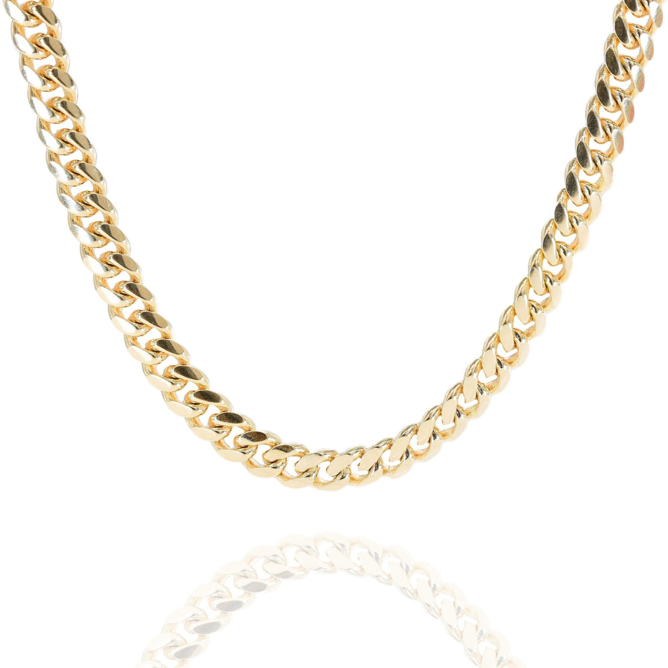 14KT Solid Miami Cuban Link Yellow Gold Chain