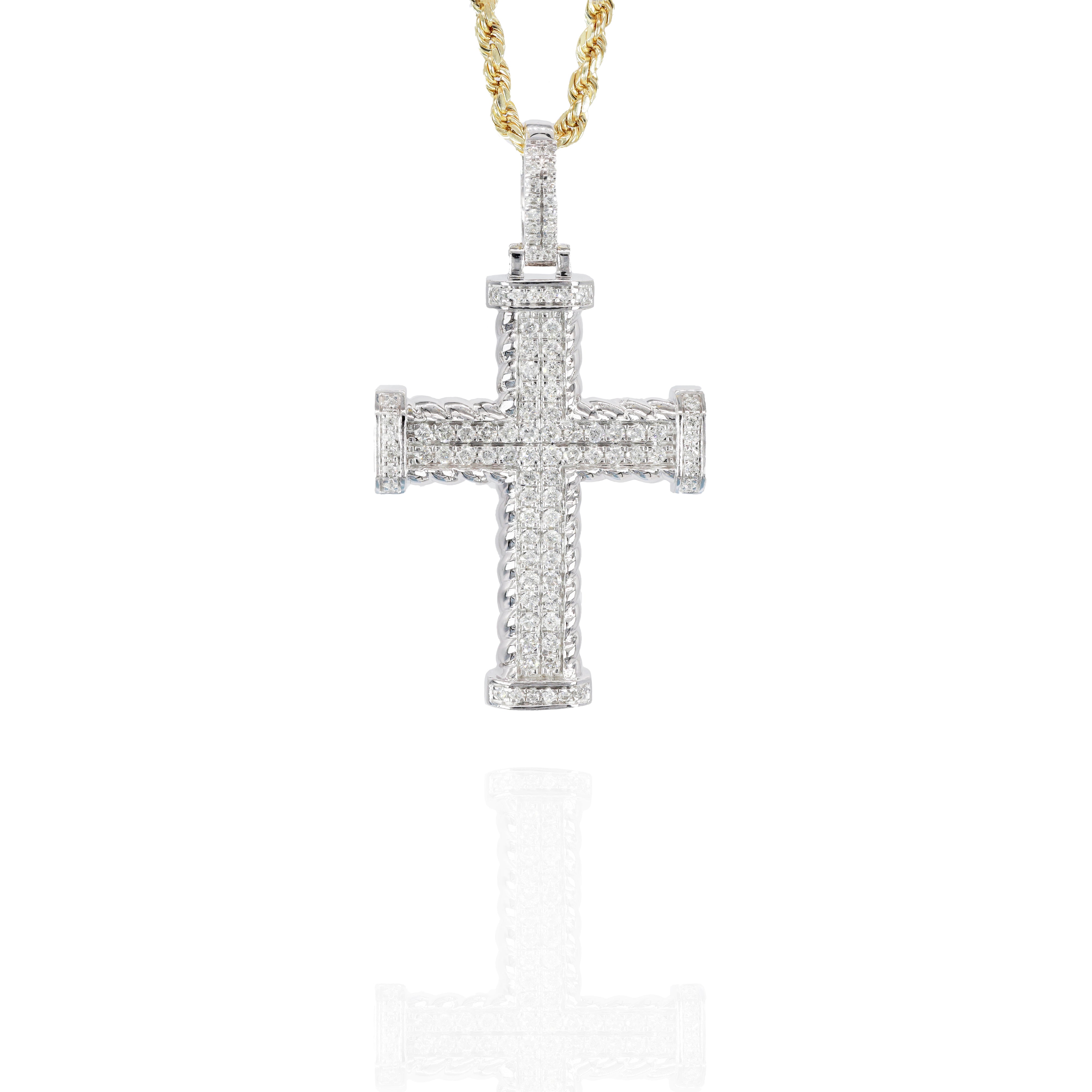 Spiral Cross Diamond Pendant