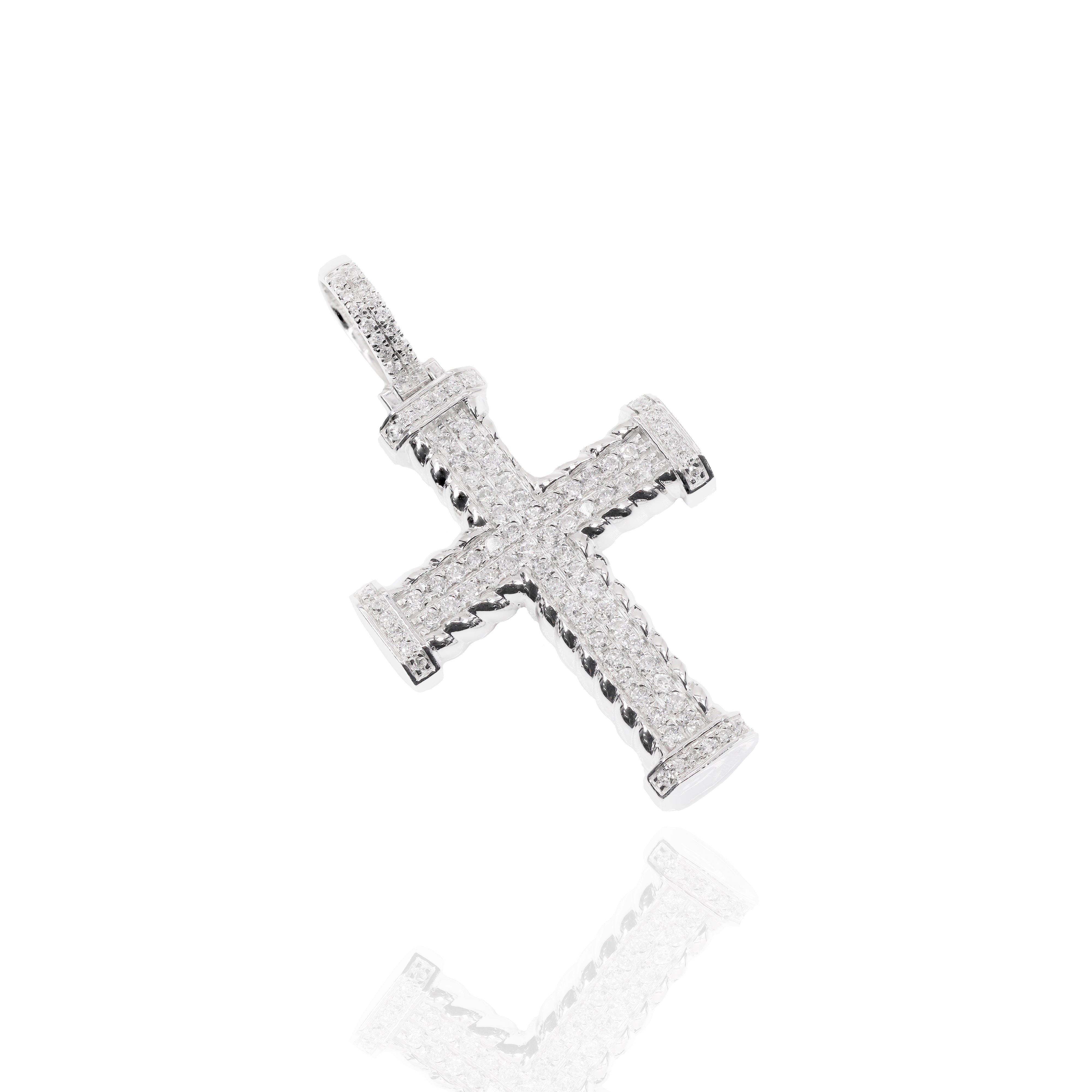 Spiral Cross Diamond Pendant