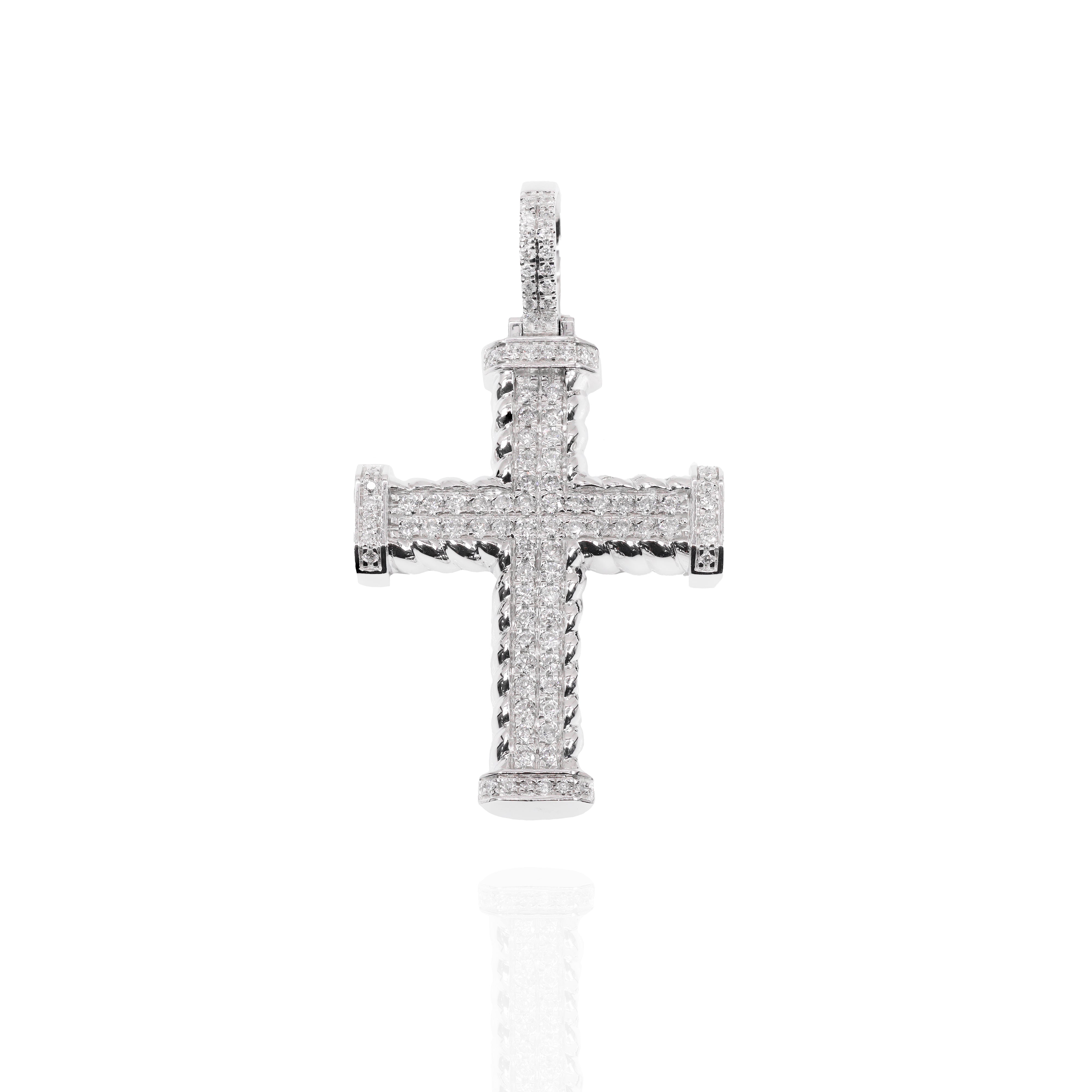 Spiral Cross Diamond Pendant