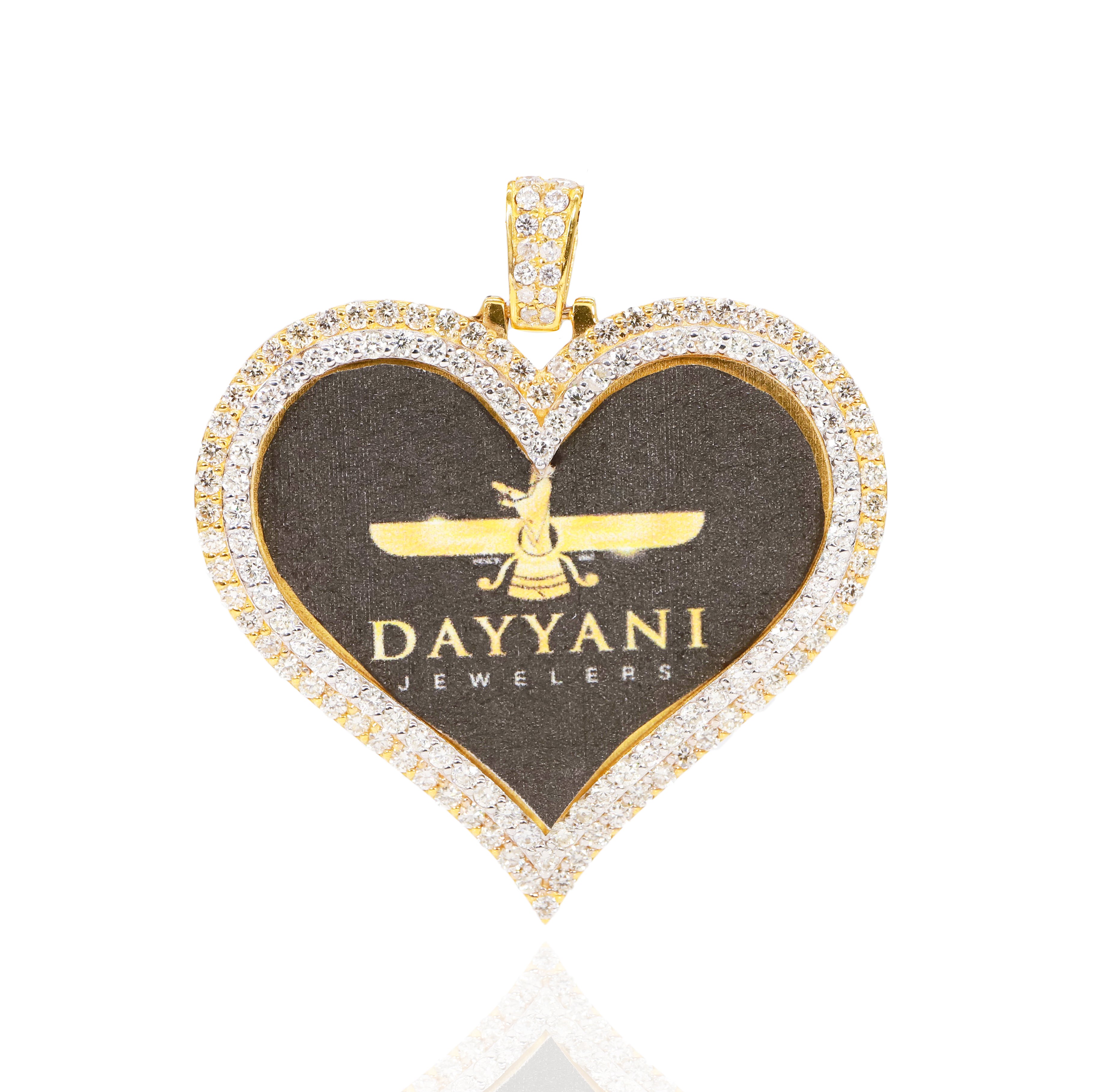 1.50 Inch Two Row Heart Memory/Picture Diamond Pendant