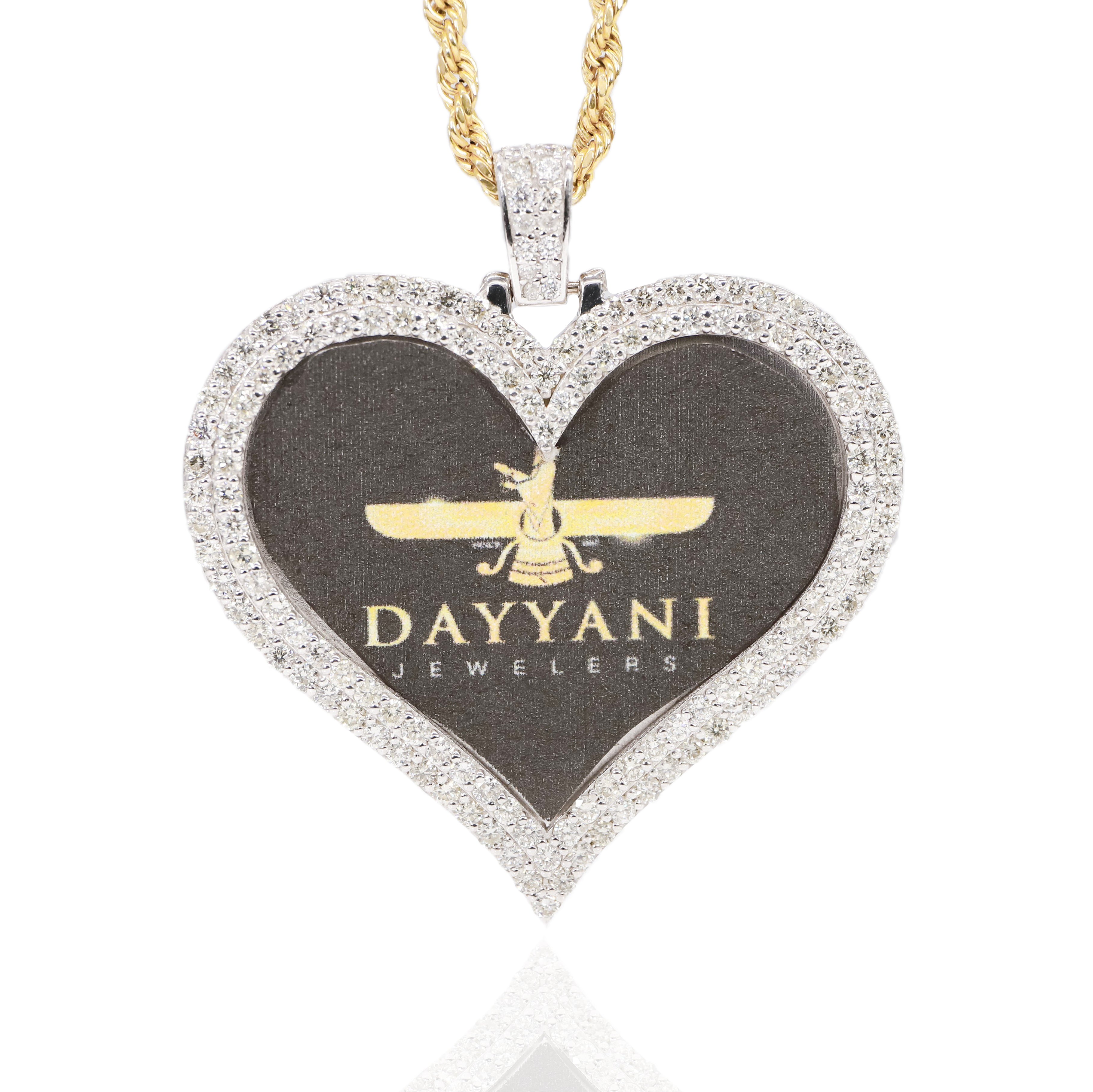 1.50 Inch Two Row Heart Memory/Picture Diamond Pendant