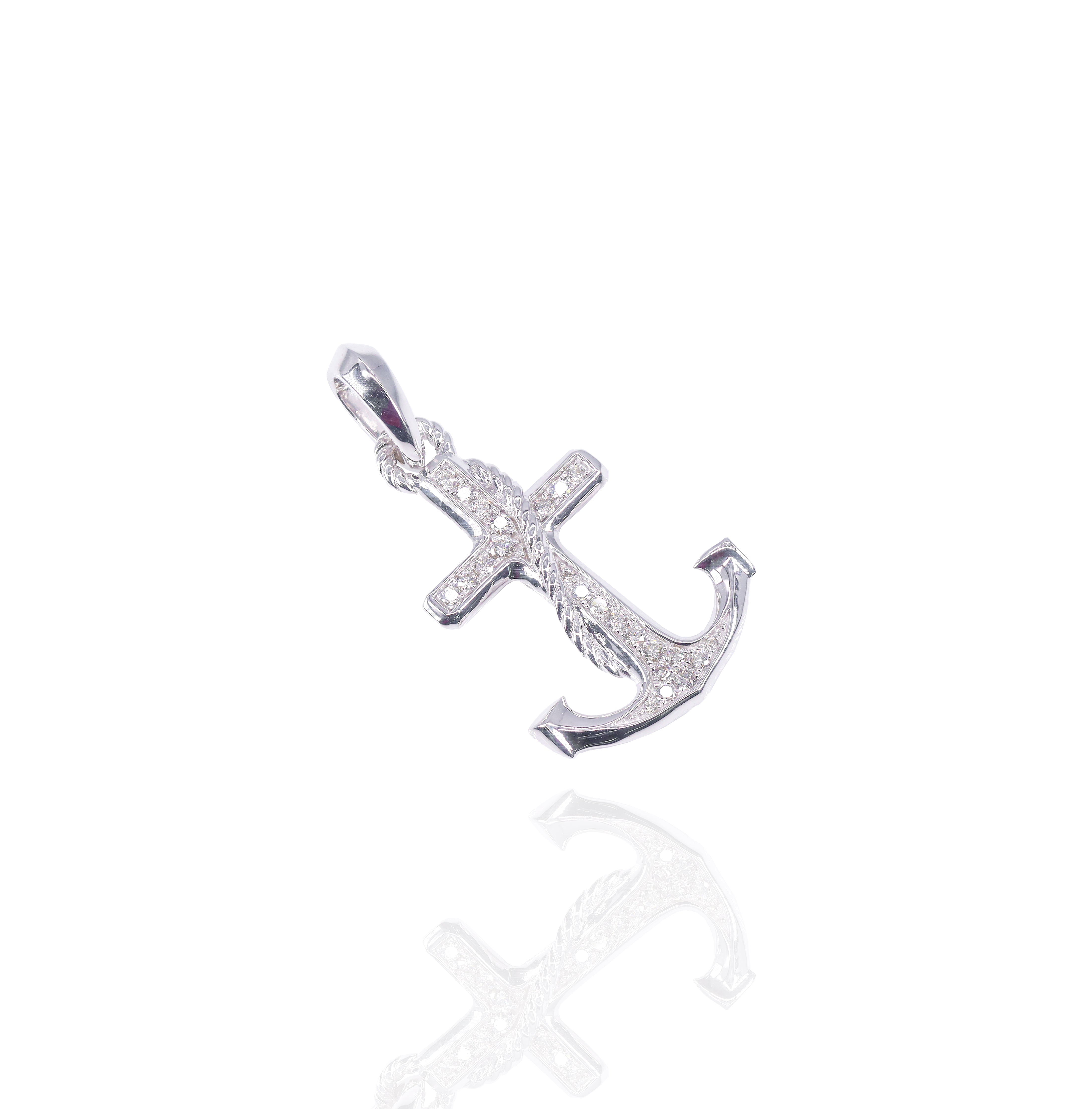 Anchor with Gold Border Diamond Pendant