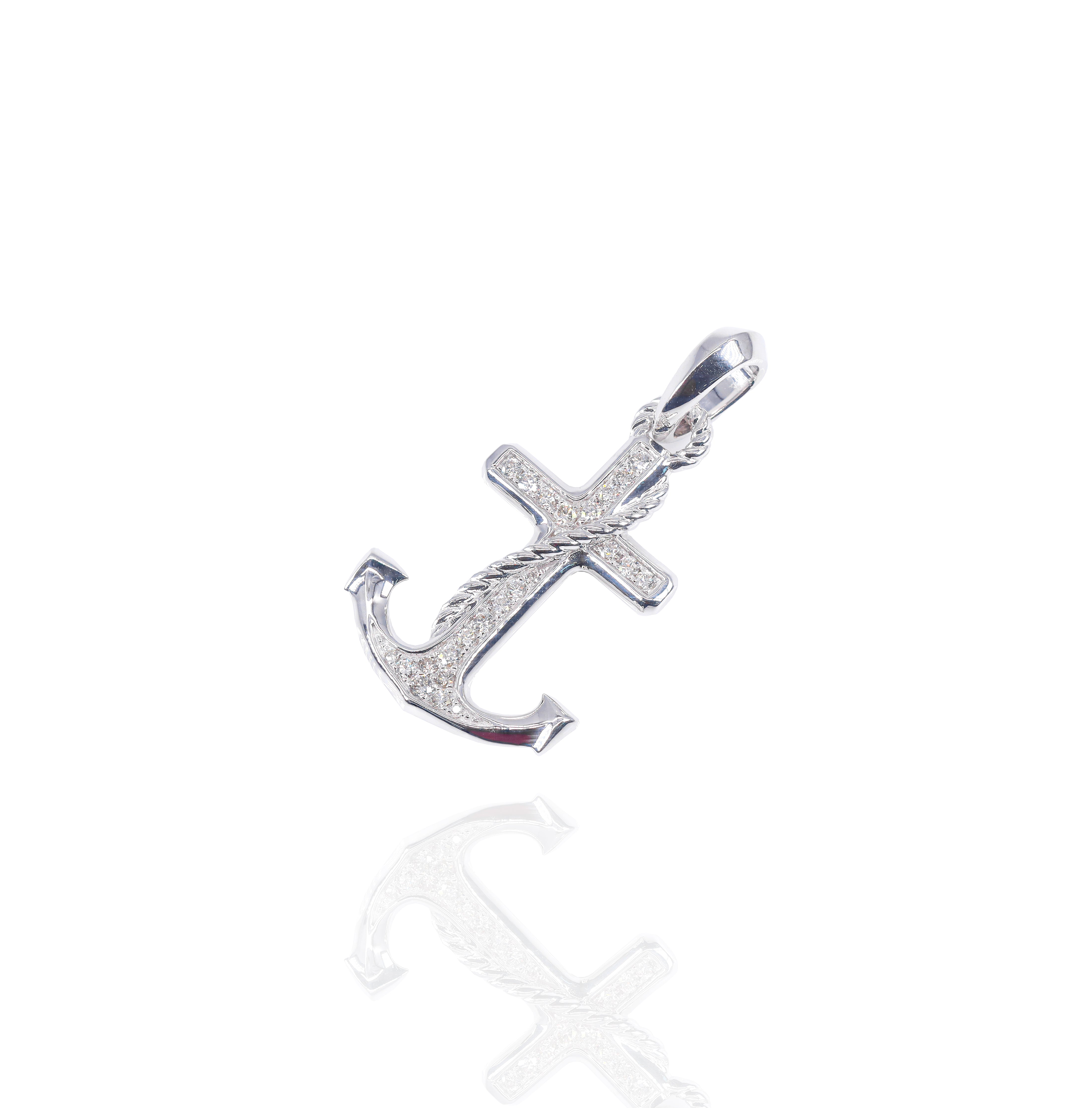 Anchor with Gold Border Diamond Pendant