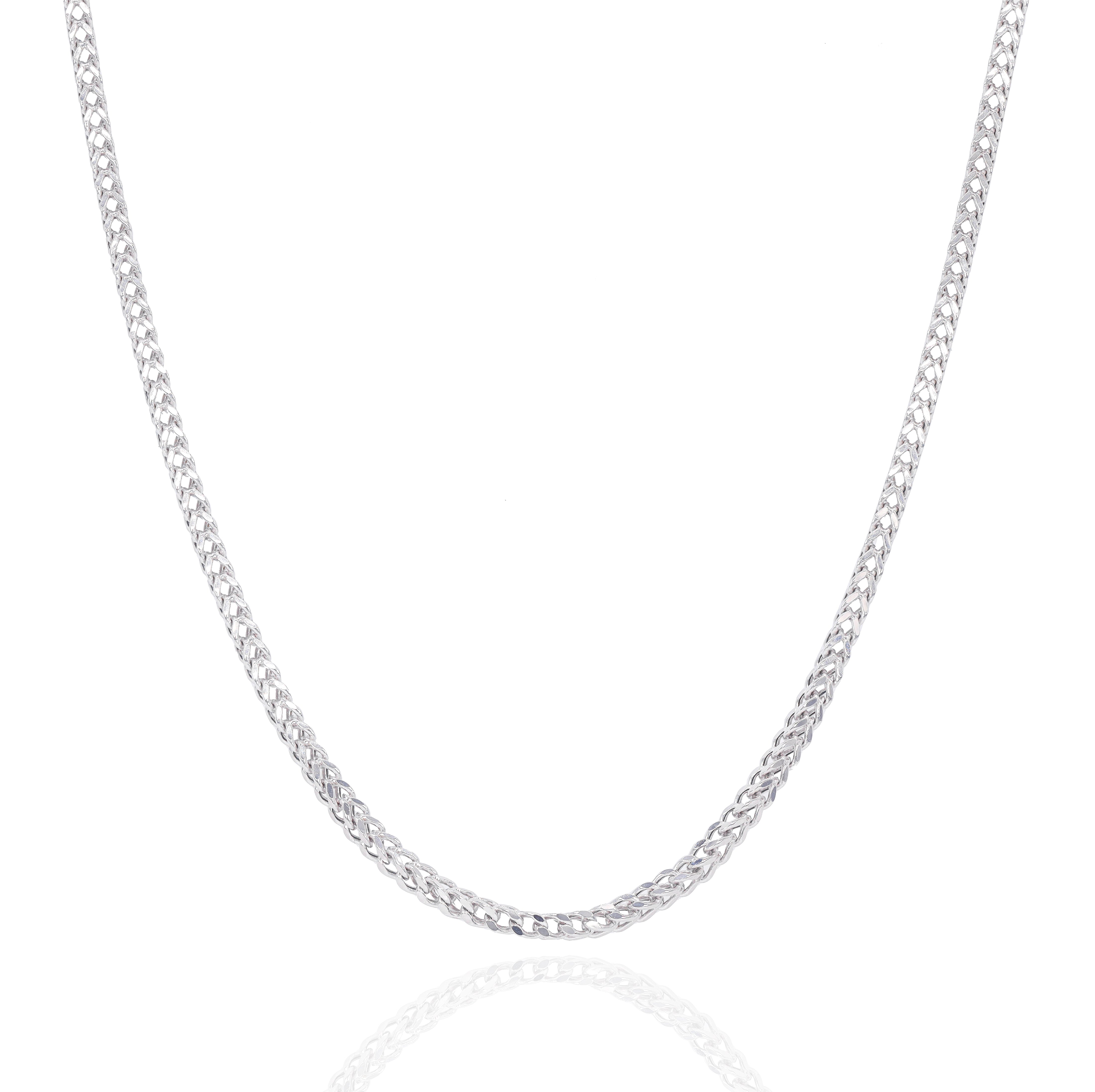 10KT Solid Square Franco White Gold Chain