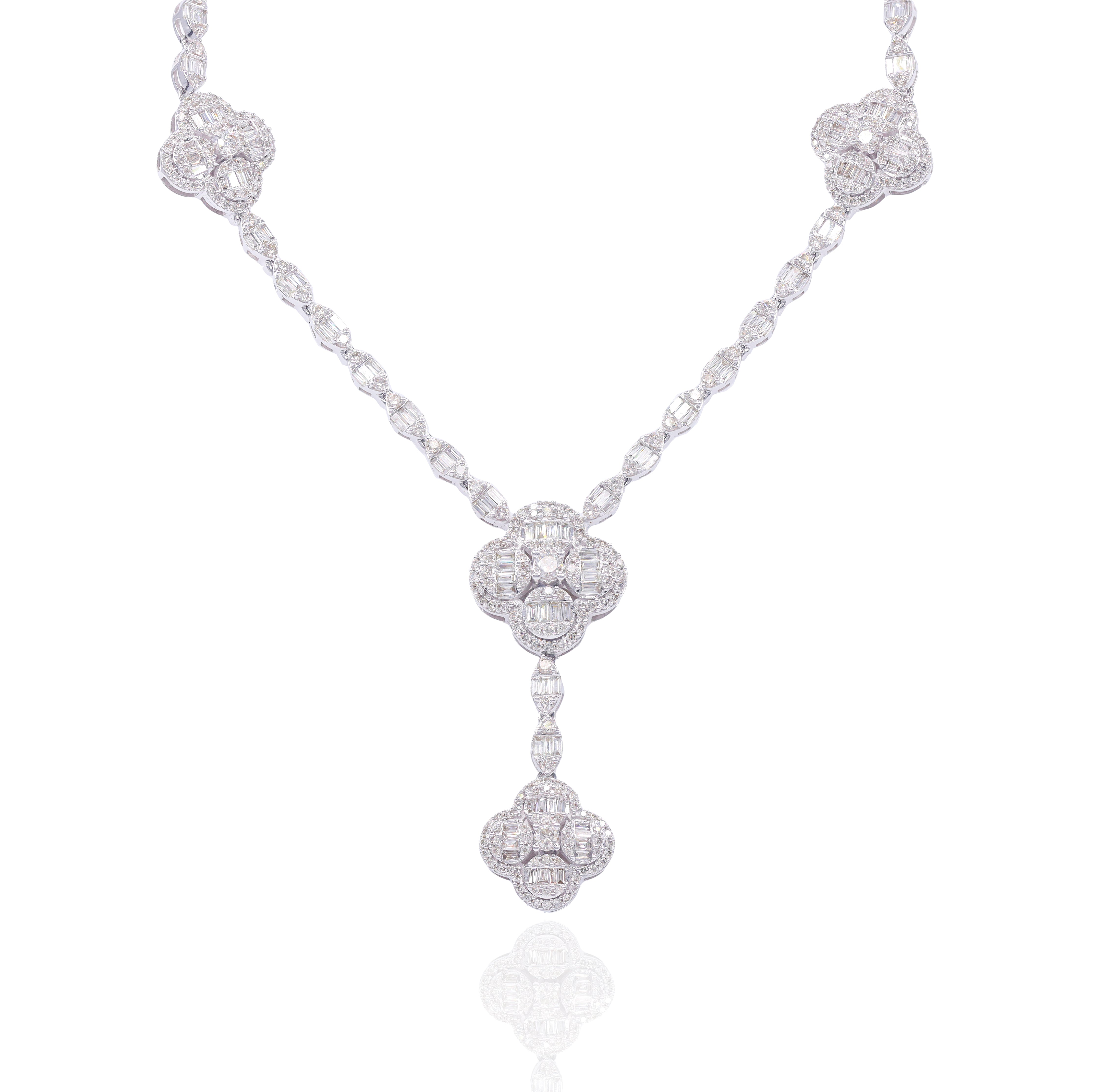 Chandelier Diamond Necklace w/ Clover Diamond Links