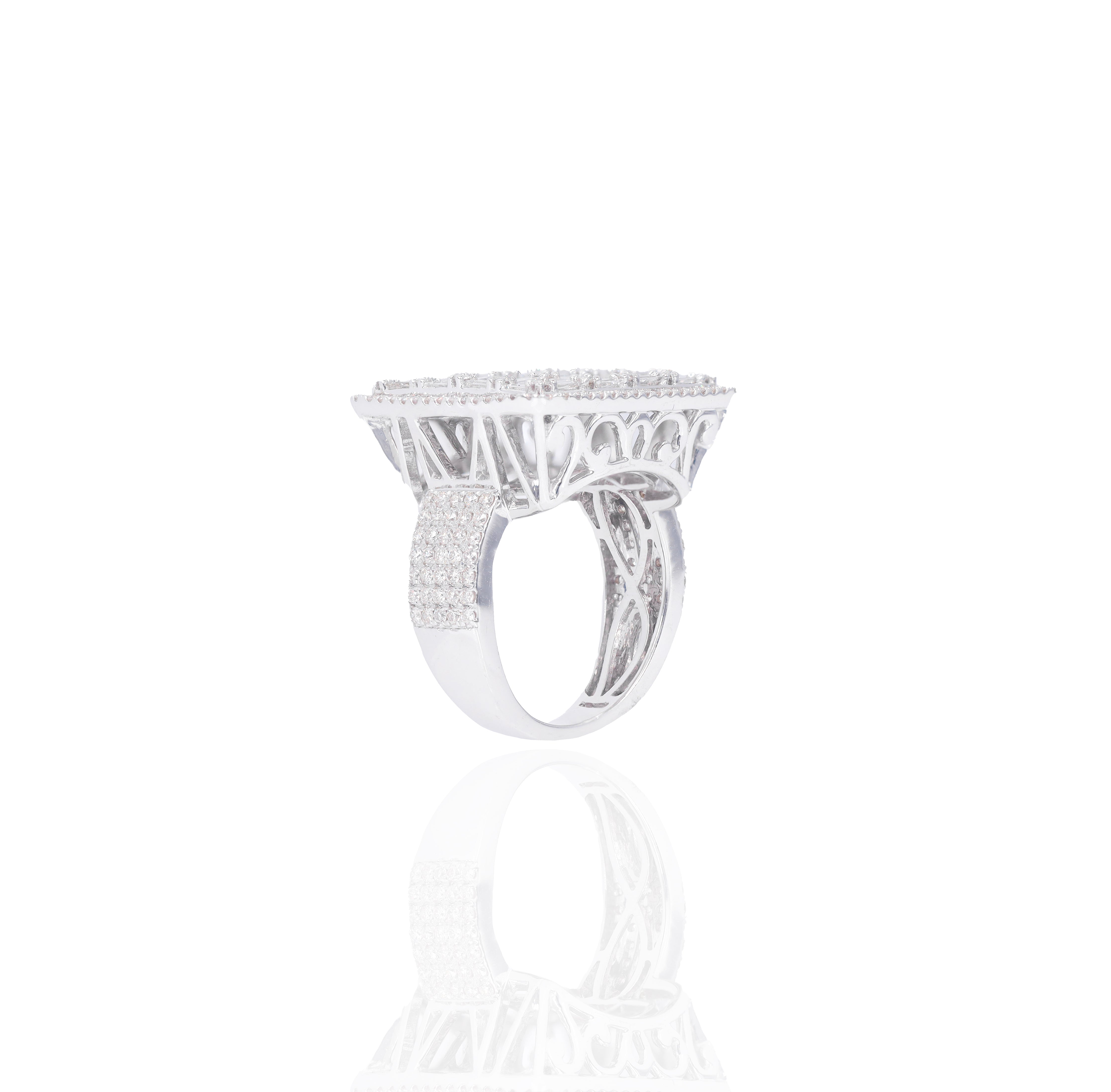Square Baguette Cluster Diamond Ring