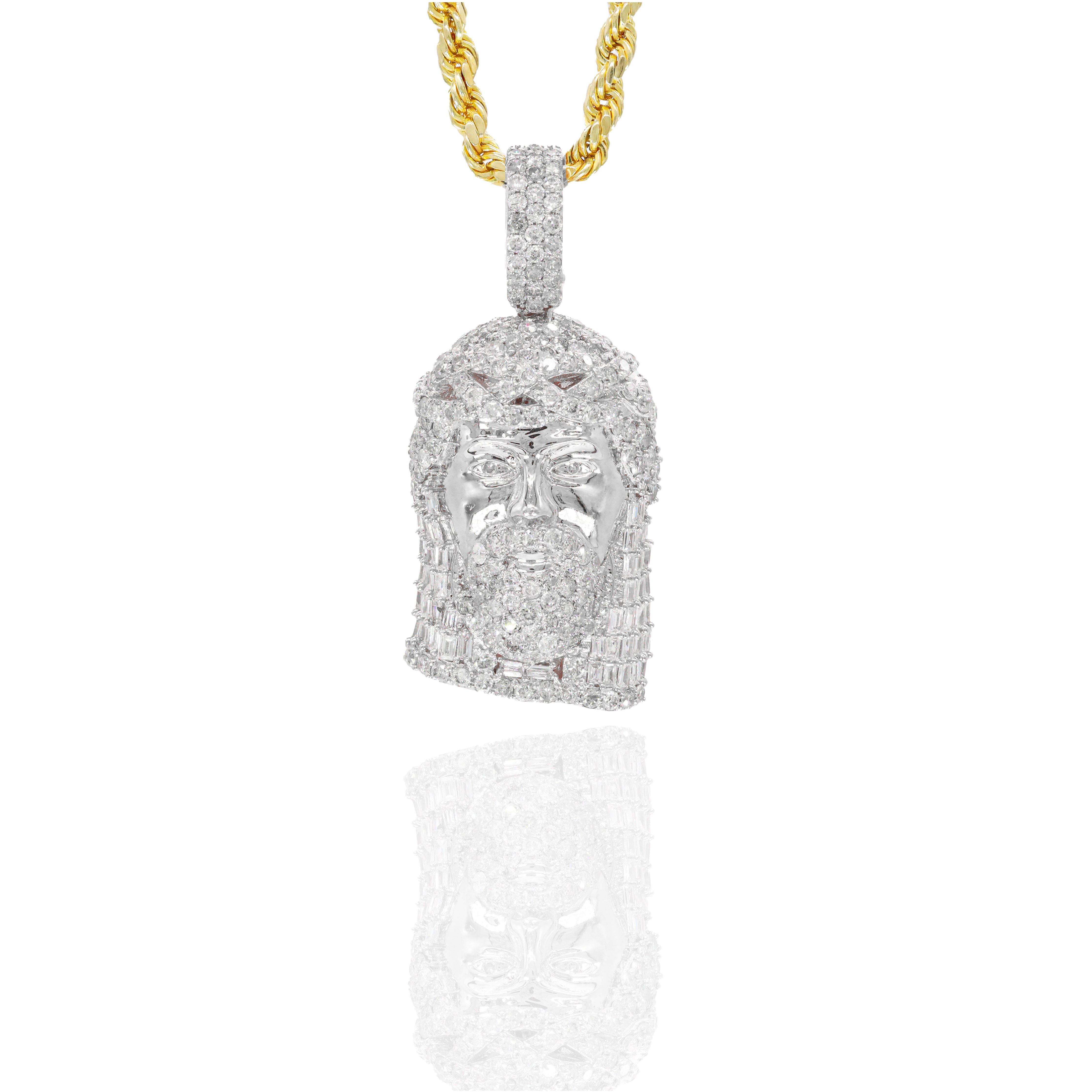Baguette & Round Jesus Diamond Pendant