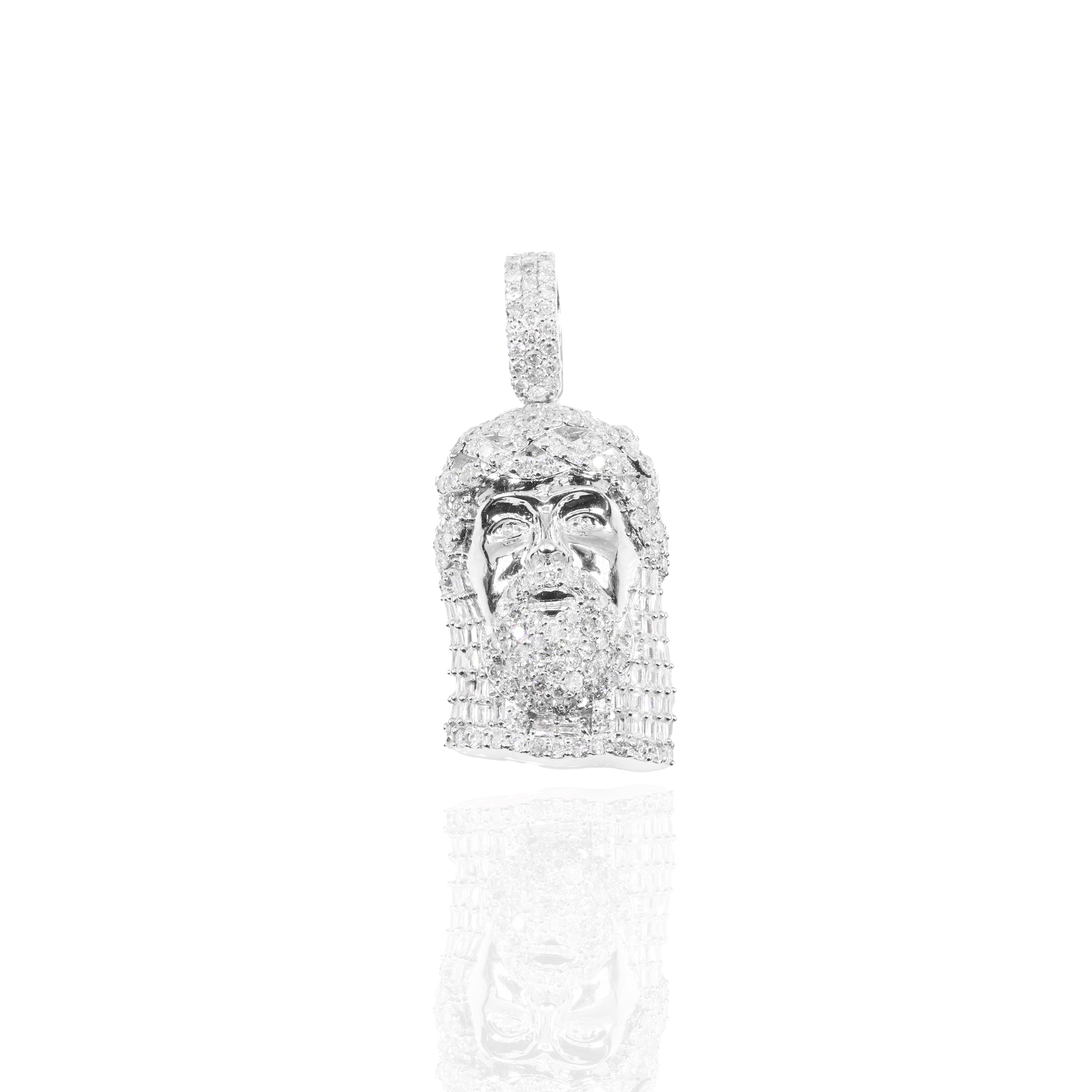 Baguette & Round Jesus Diamond Pendant