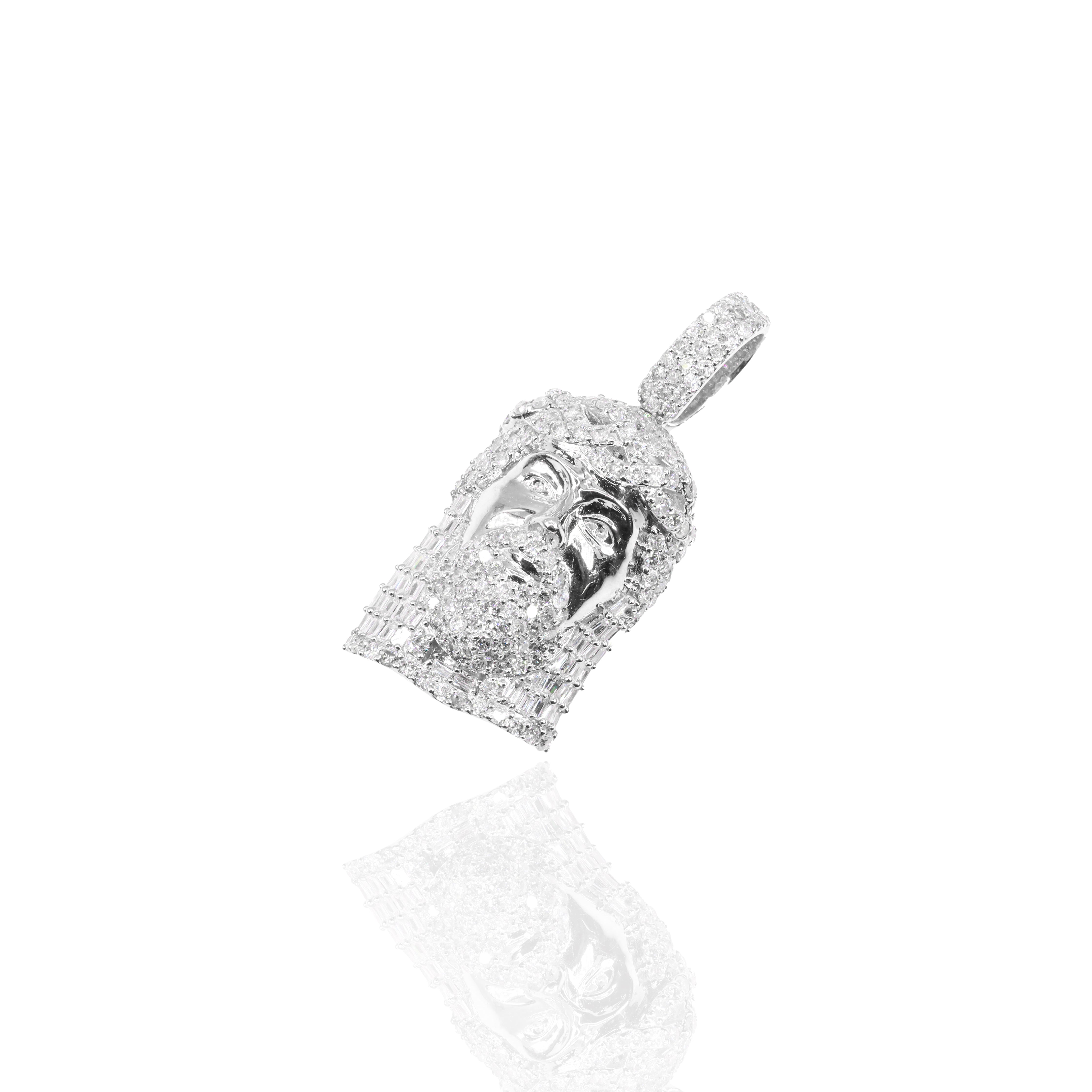 Baguette & Round Jesus Diamond Pendant