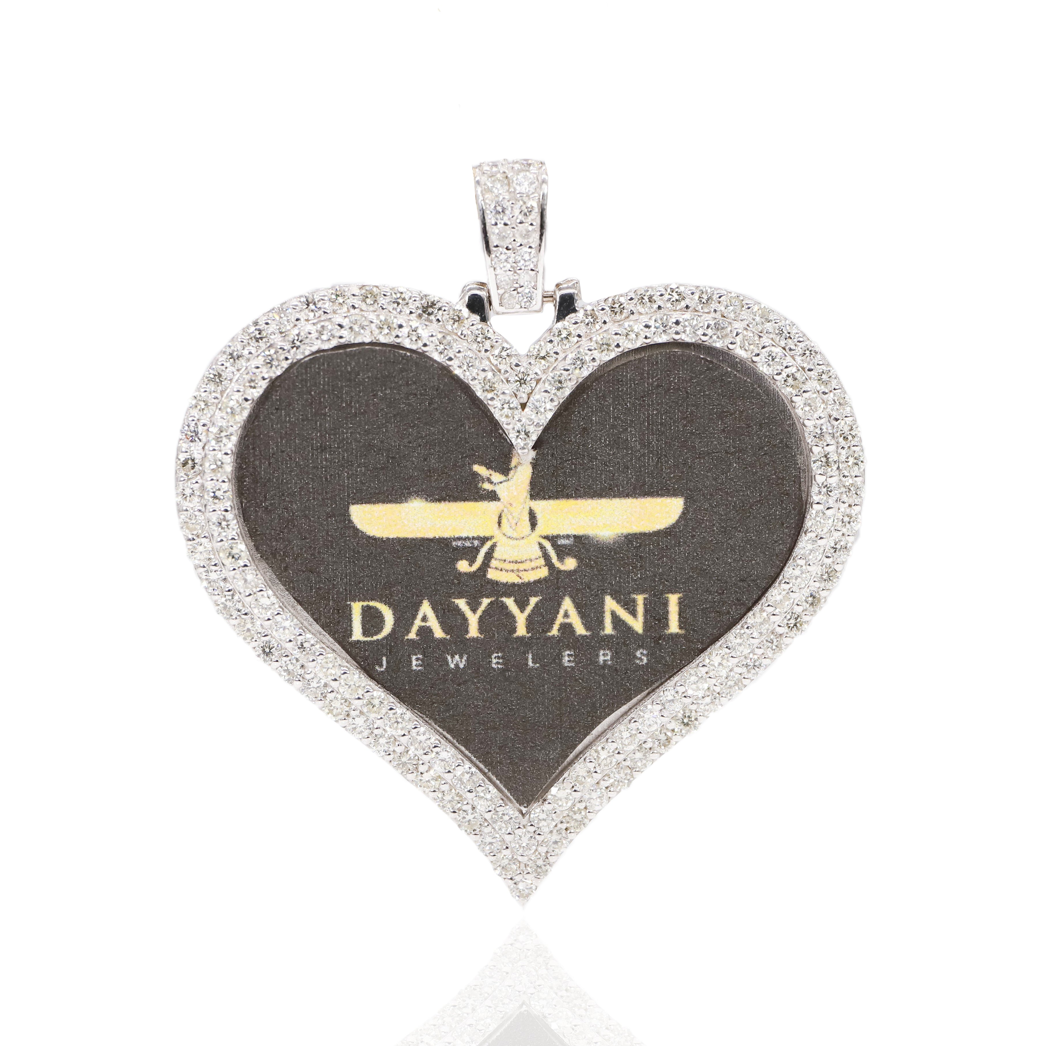 1.50 Inch Two Row Heart Memory/Picture Diamond Pendant