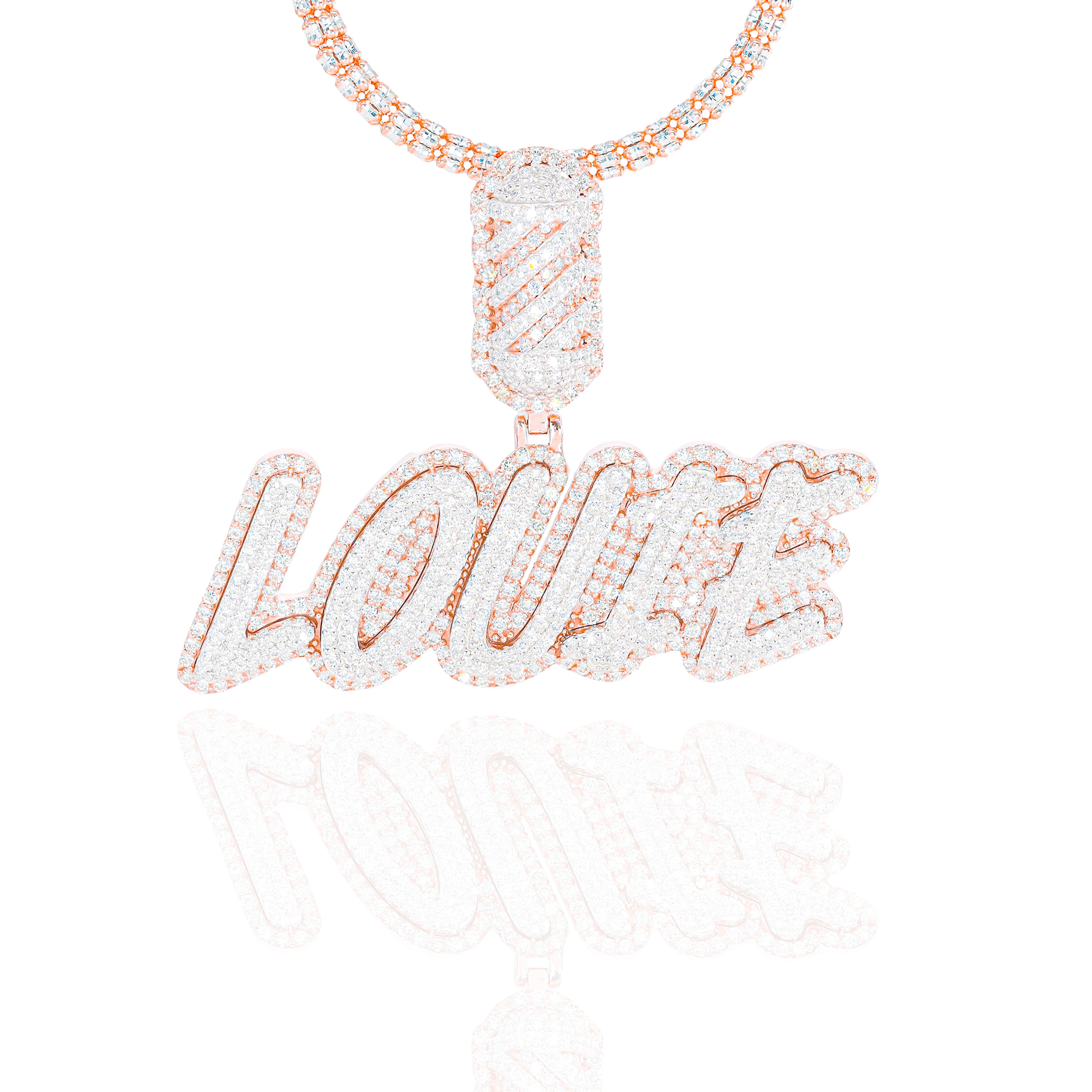 Custom Two-Tone/Layer Diamond Name Pendant