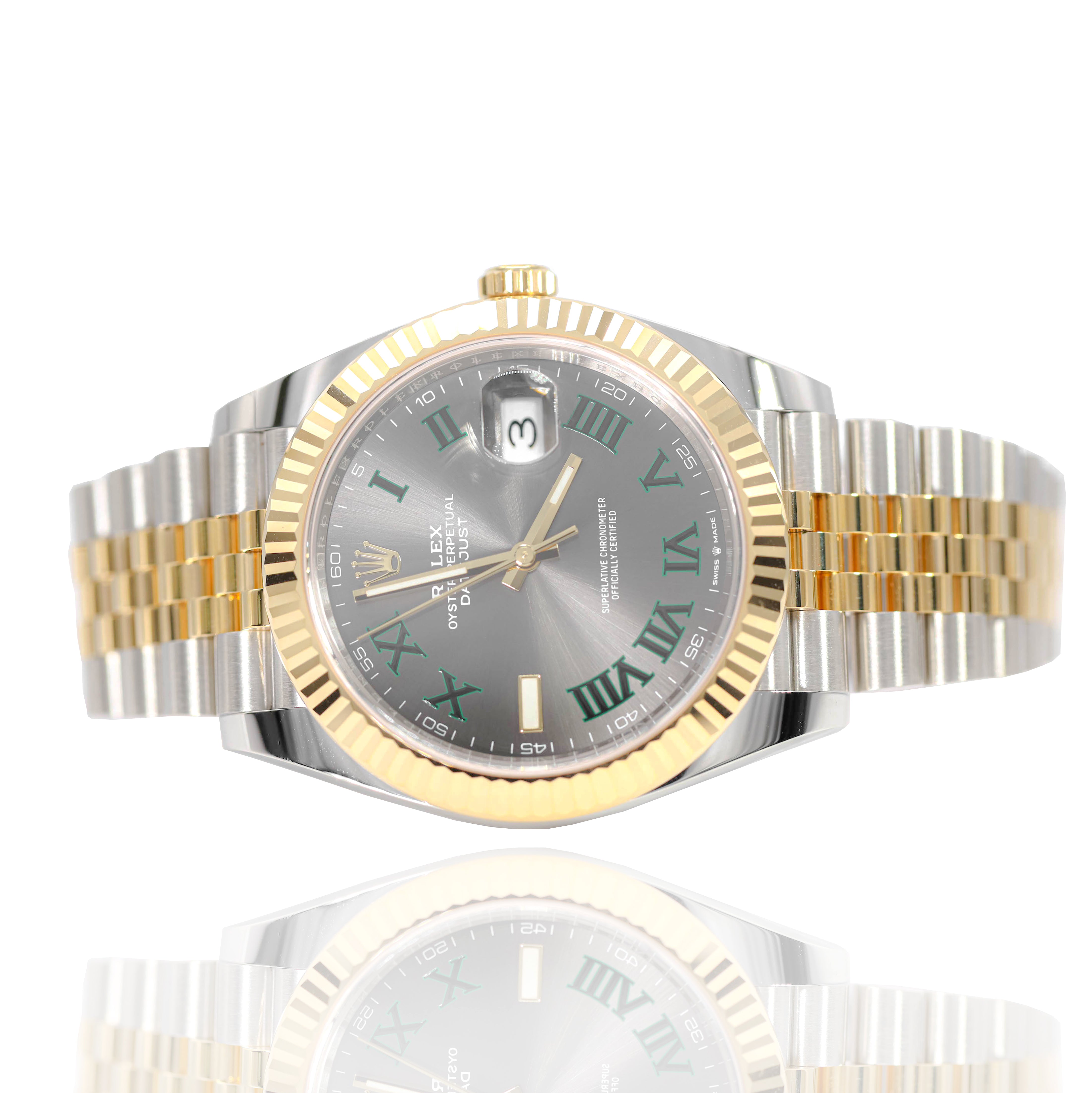 Rolex Datejust Wimbledon 41mm 126333 Jubilee Two-Tone 18K Gold Fluted Bezel & Steel Slate Roman Dial