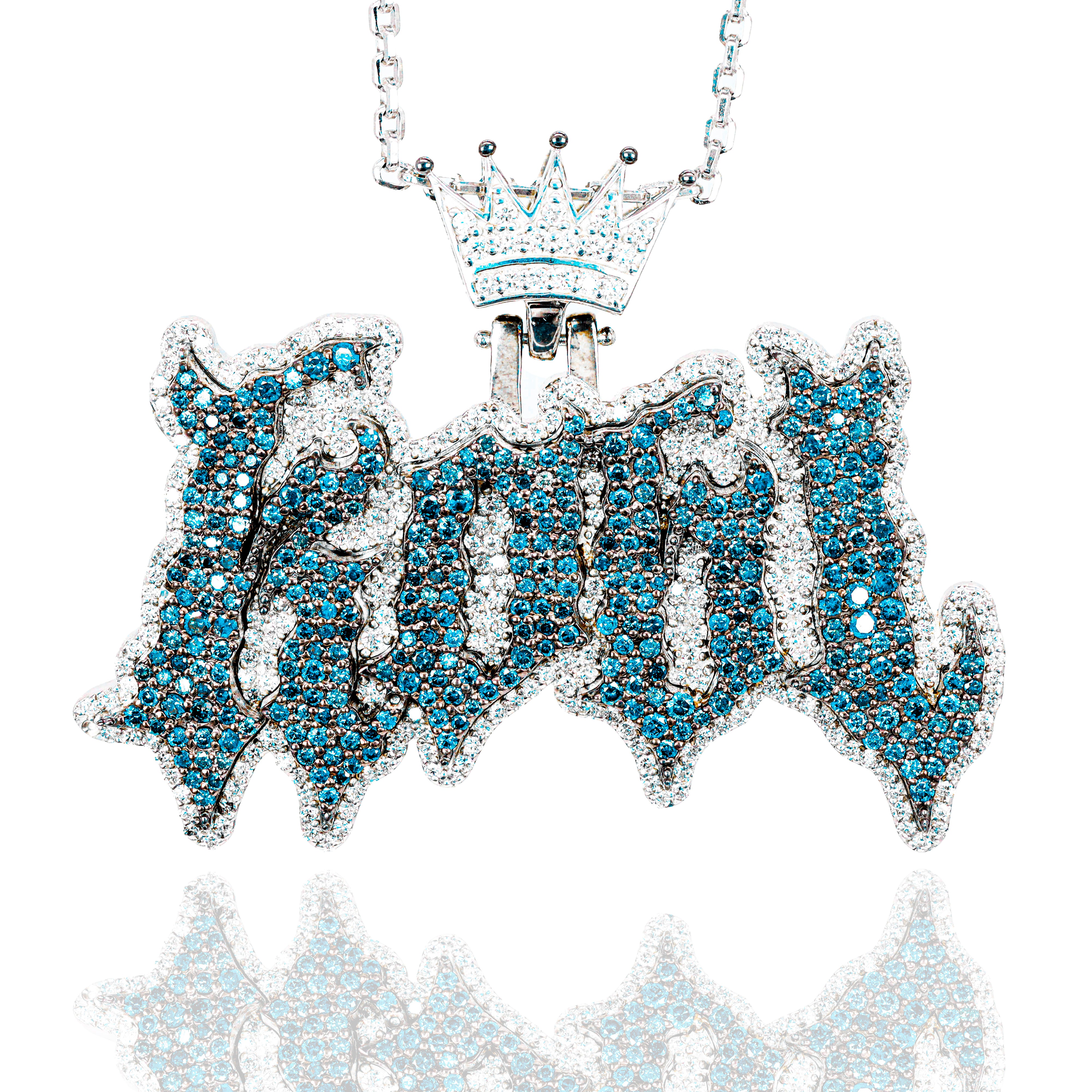 Custom Design Deposit - Blue & White Diamond Name Pendant