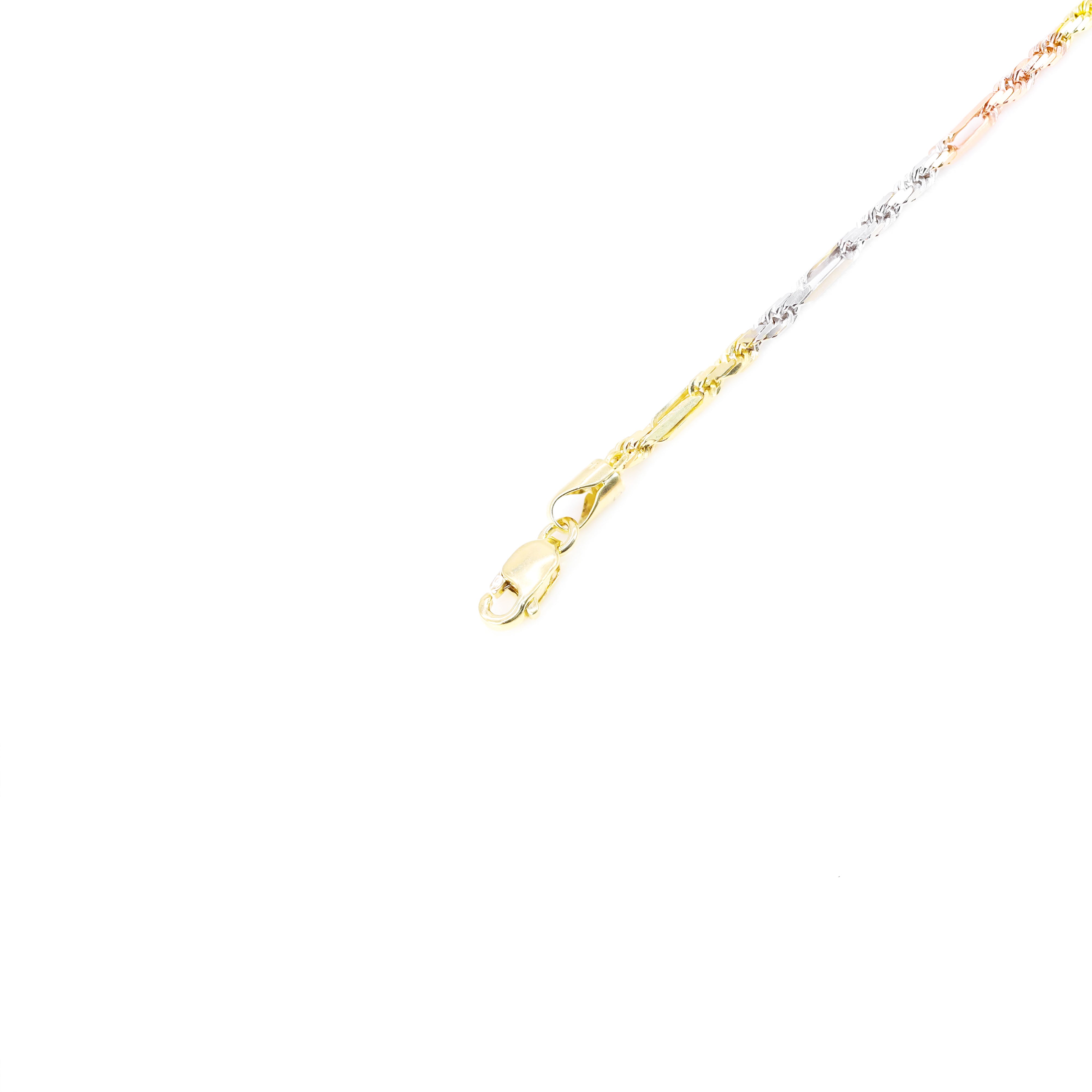 14KT Tri-Tone Solid Milano Gold Chain