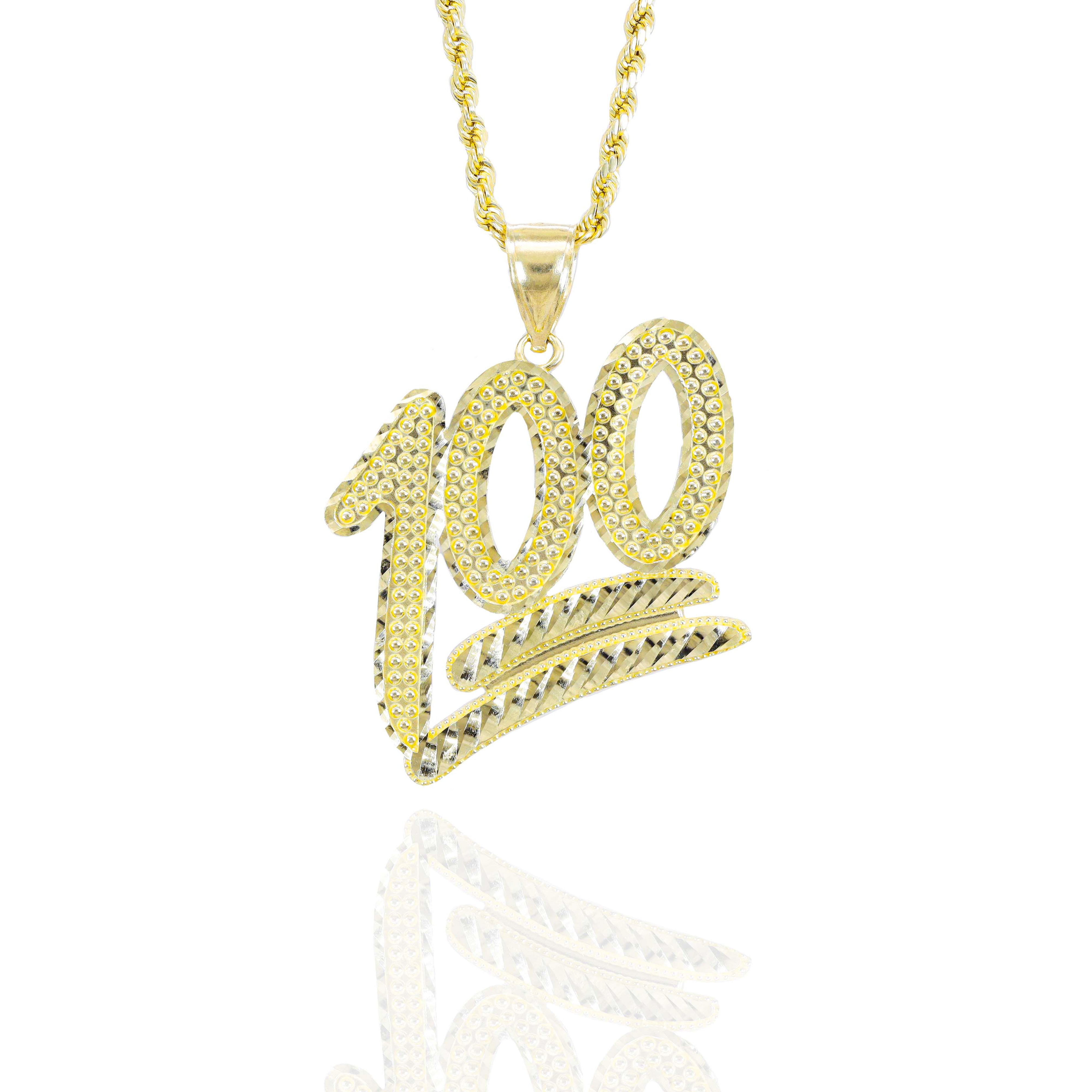 Gold '100' pendant necklace