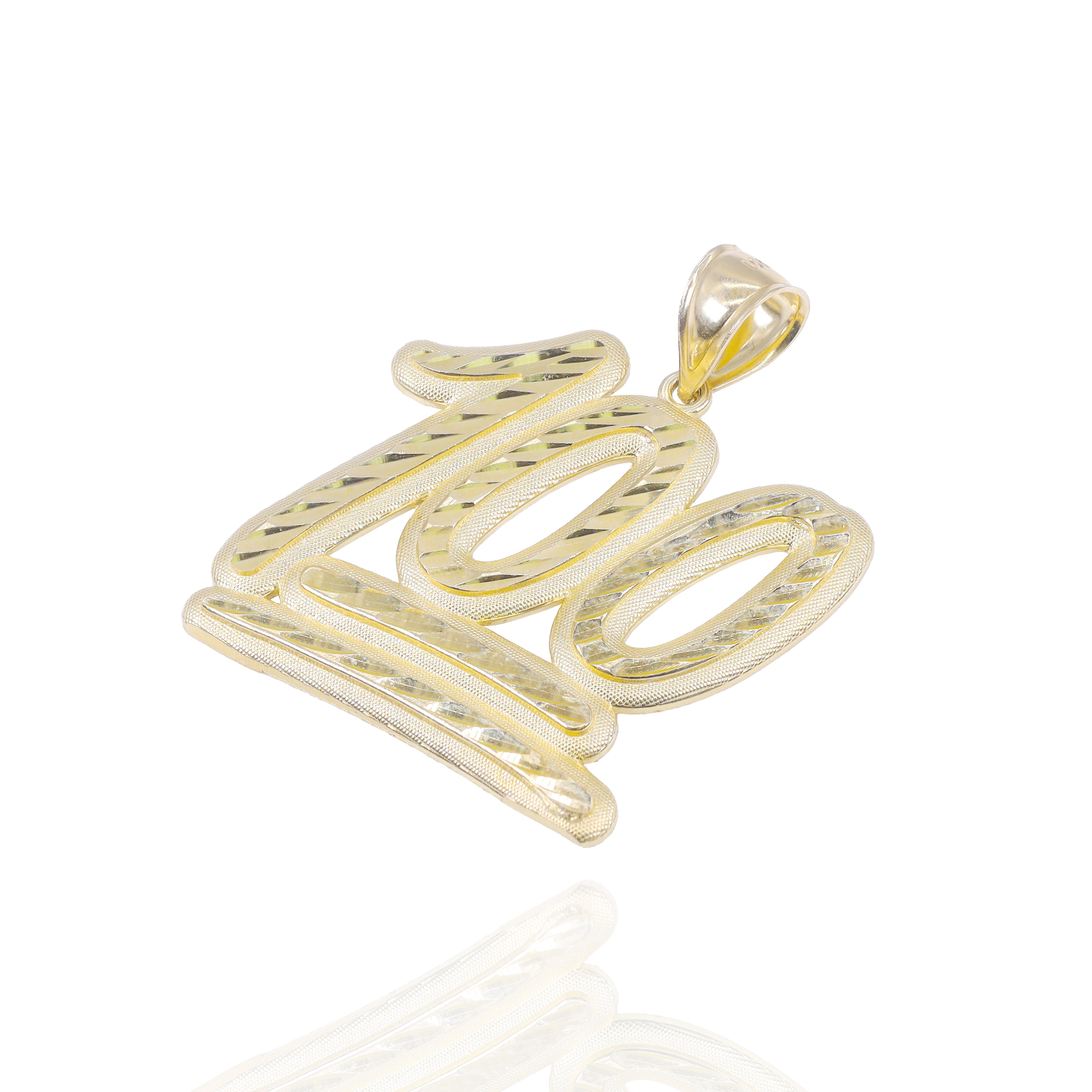 100 Emoji Solid Gold Diamond Cut Pendant