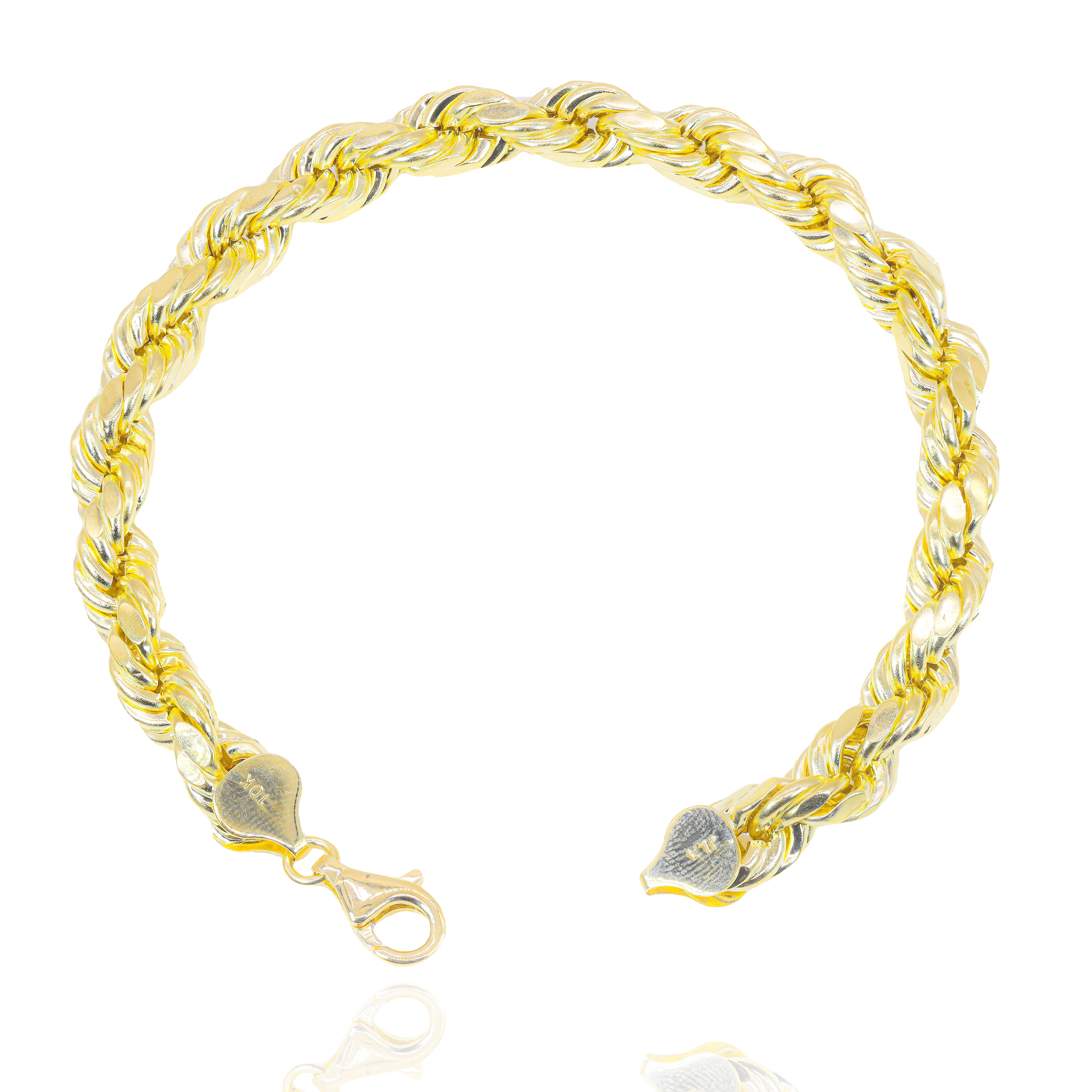 10KT Yellow Gold Semi-Solid Rope Bracelet