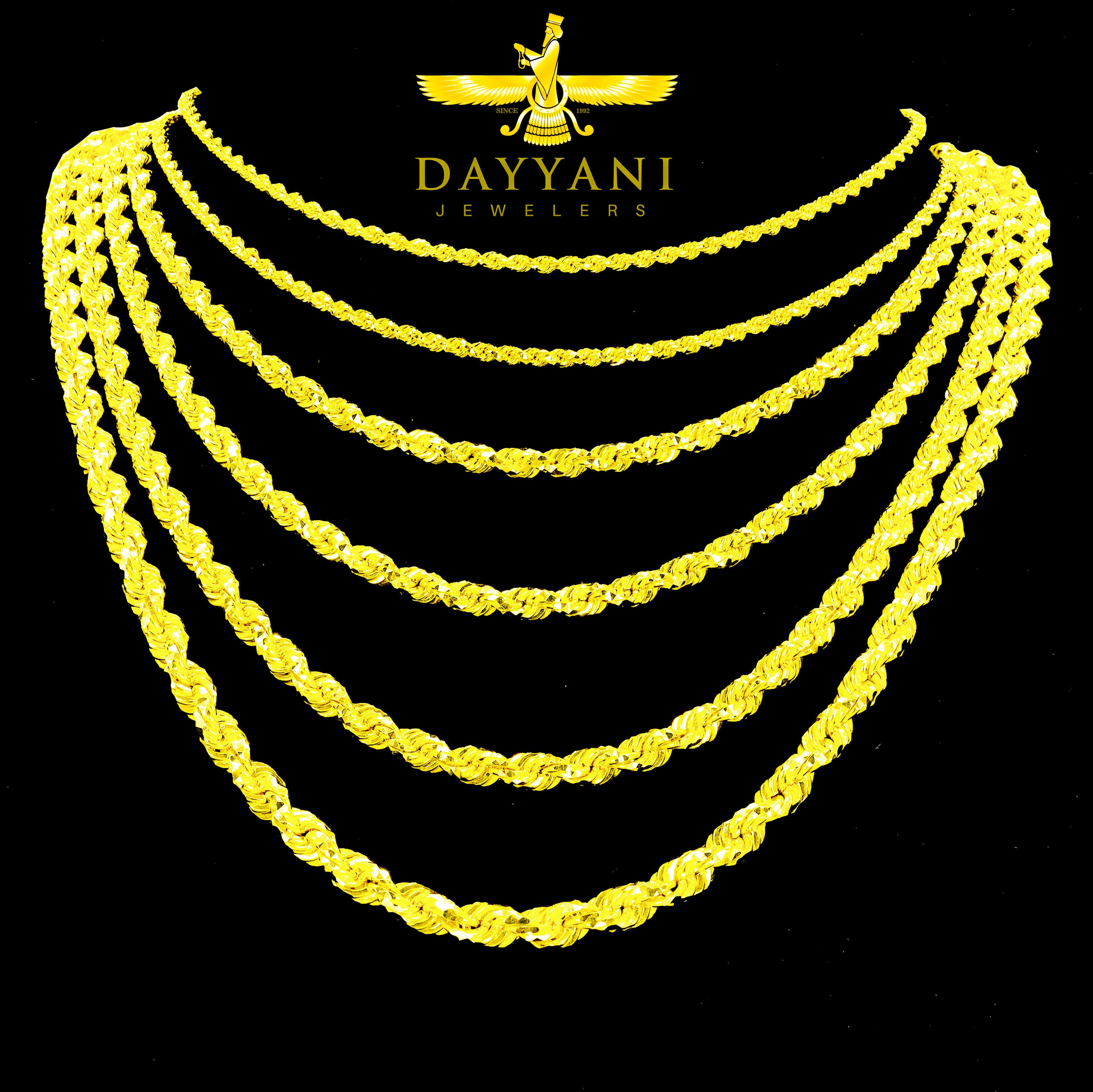 14KT Solid Rope Yellow Gold Chain