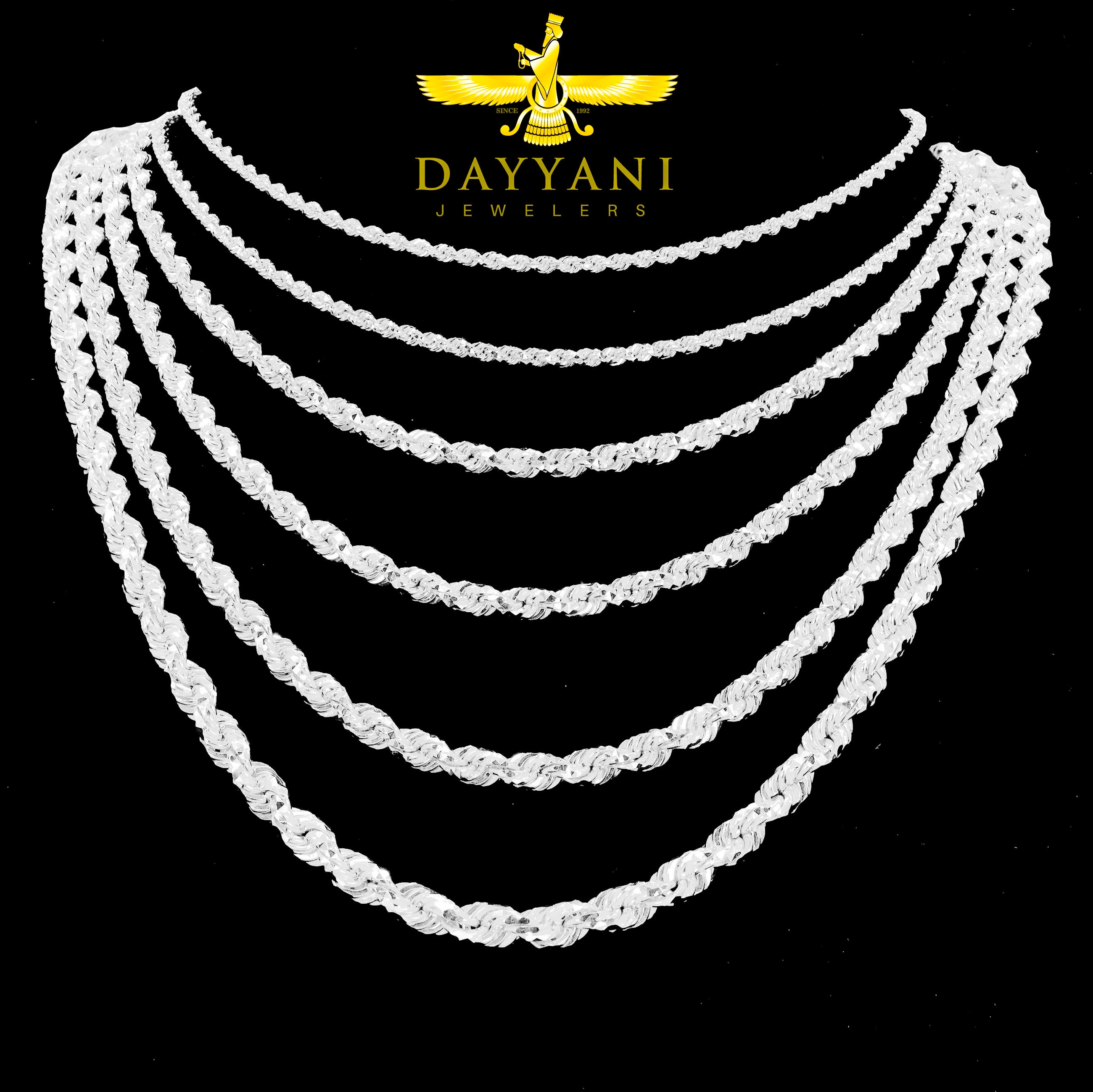 14KT Solid Rope White Gold Chain