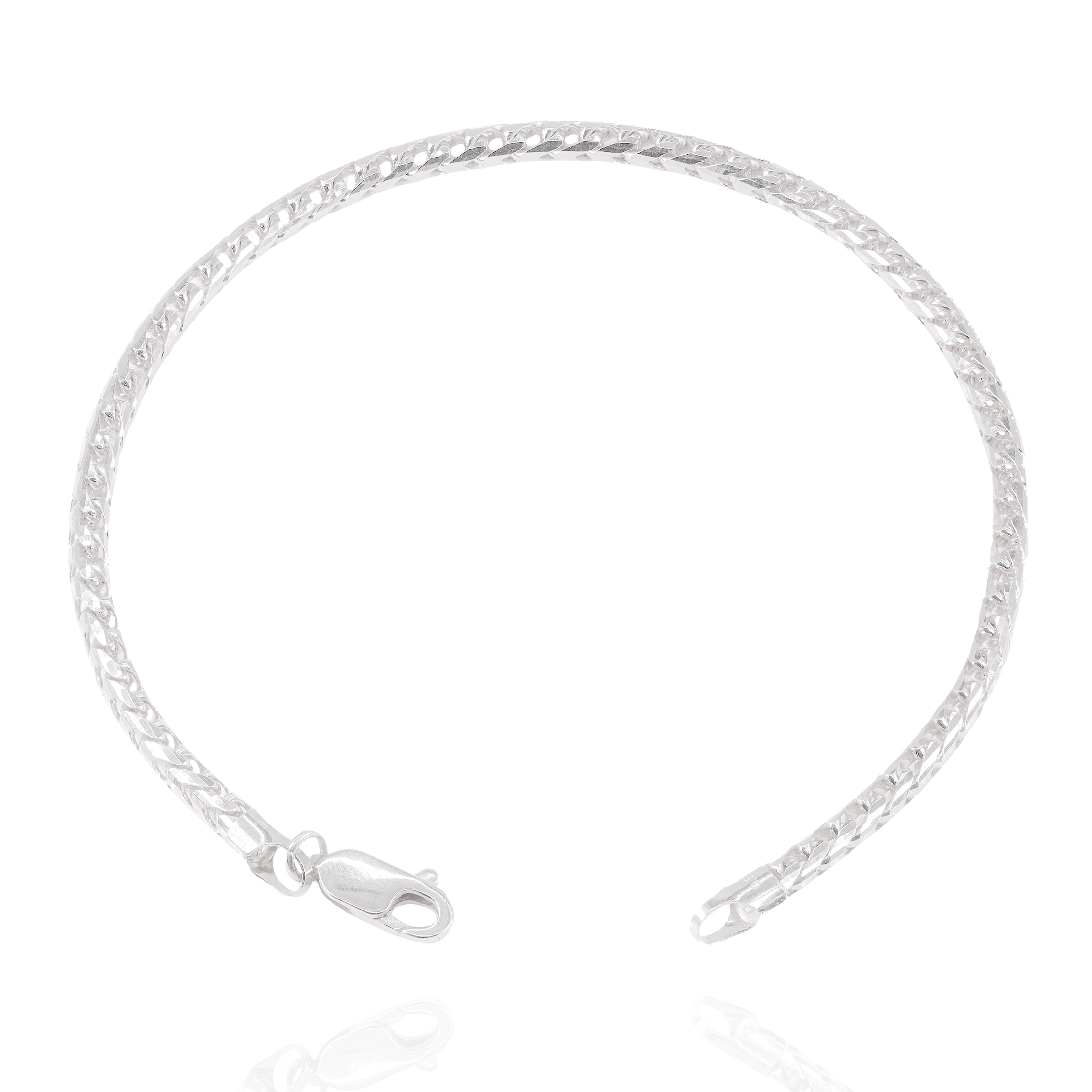 14KT White Gold Solid Rounded Franco Gold Bracelet