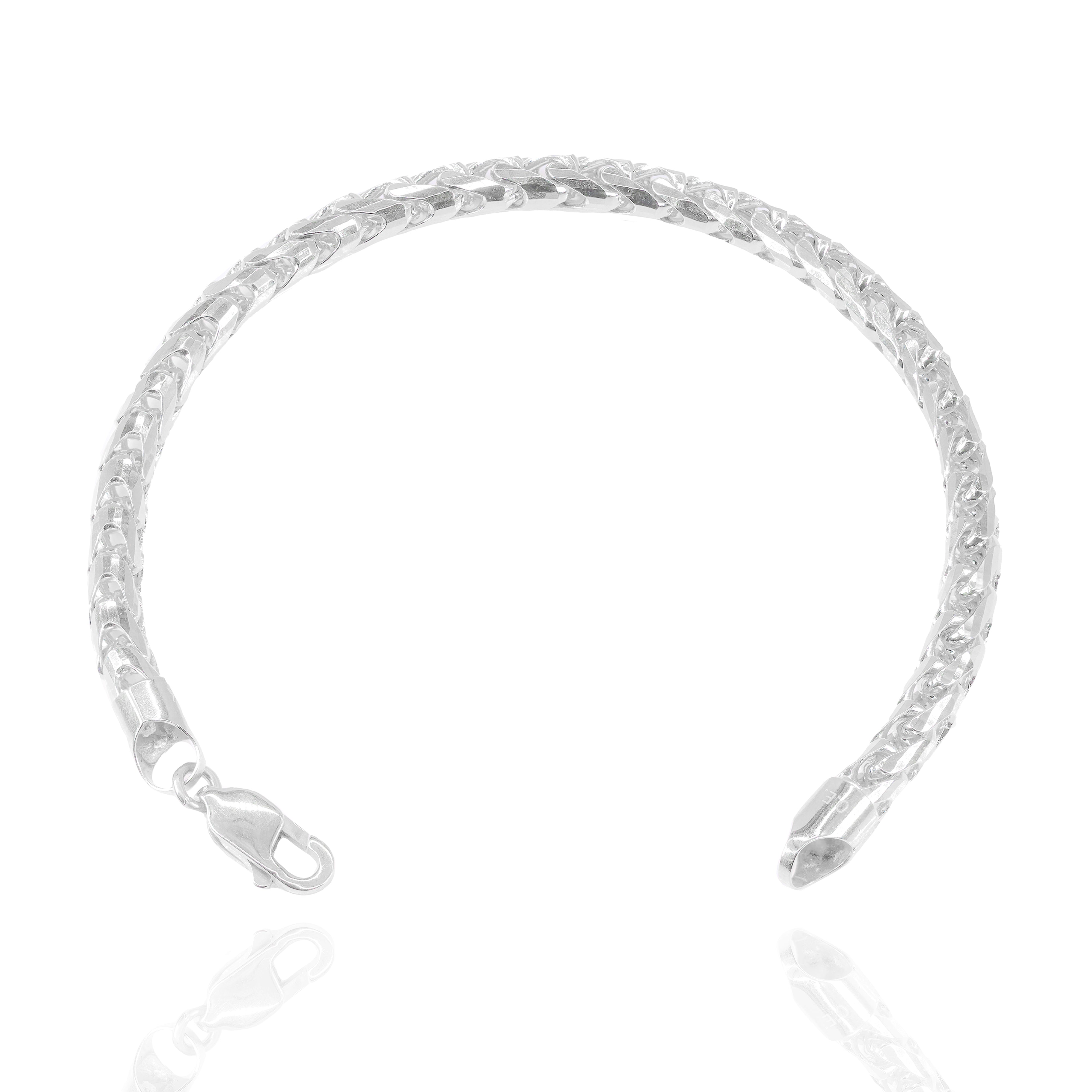14KT White Gold Solid Rounded Franco Gold Bracelet