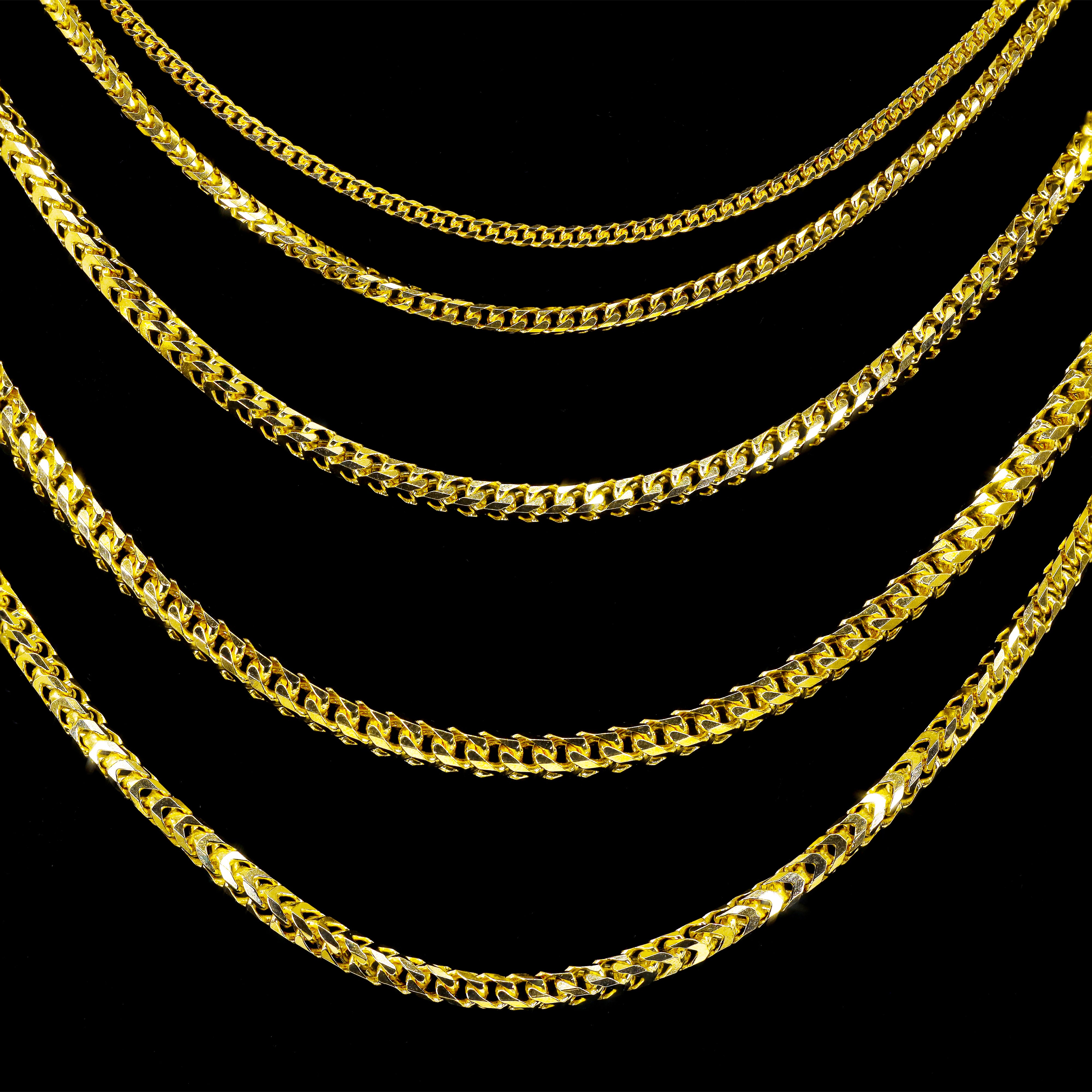 14KT Italian Rounded Franco Yellow Gold Chain