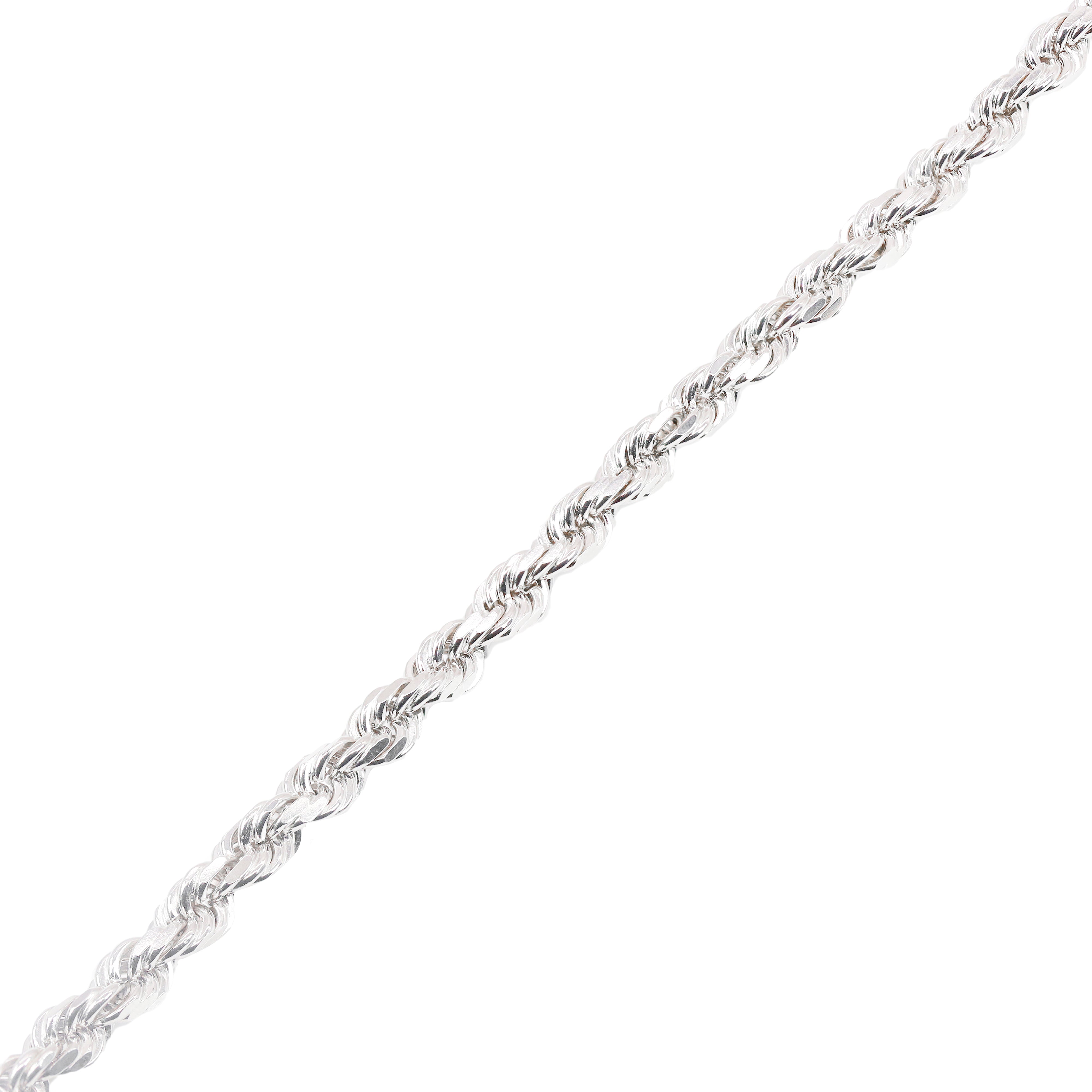 14KT Semi-Solid Rope White Gold Chain