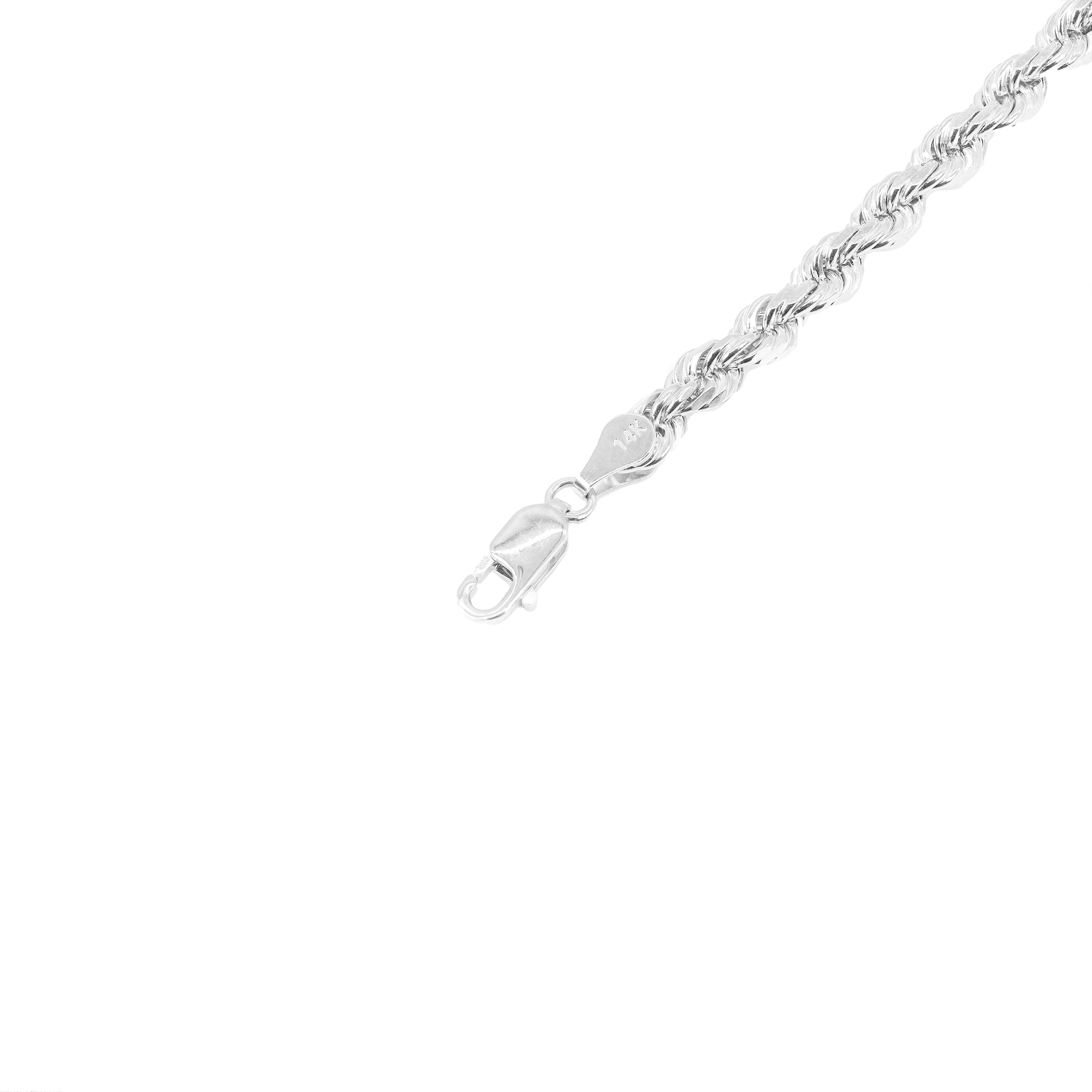 14KT Semi-Solid Rope White Gold Chain