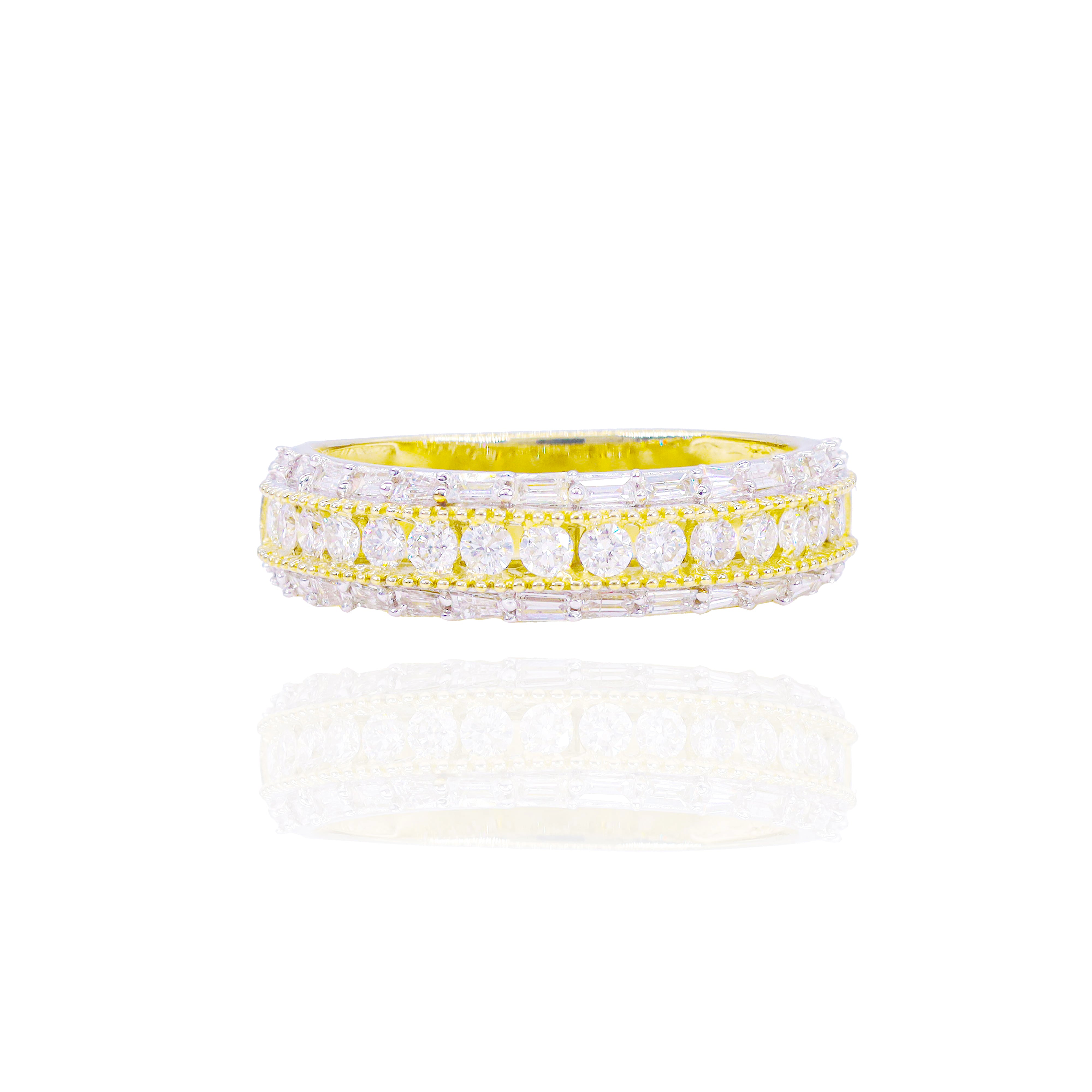 Baguette Border Diamond Band