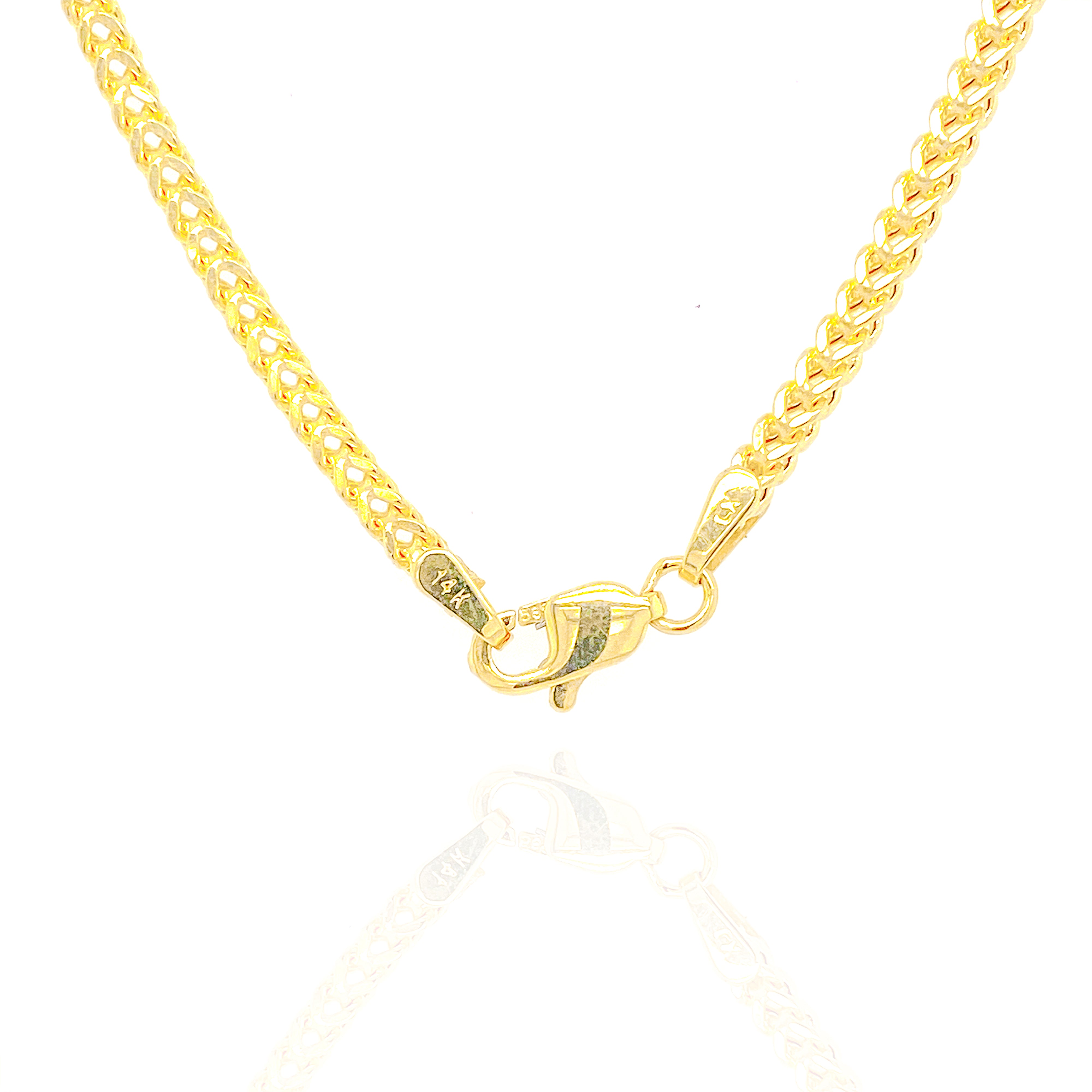 14KT Semi-Solid Square Franco Yellow Gold Chain