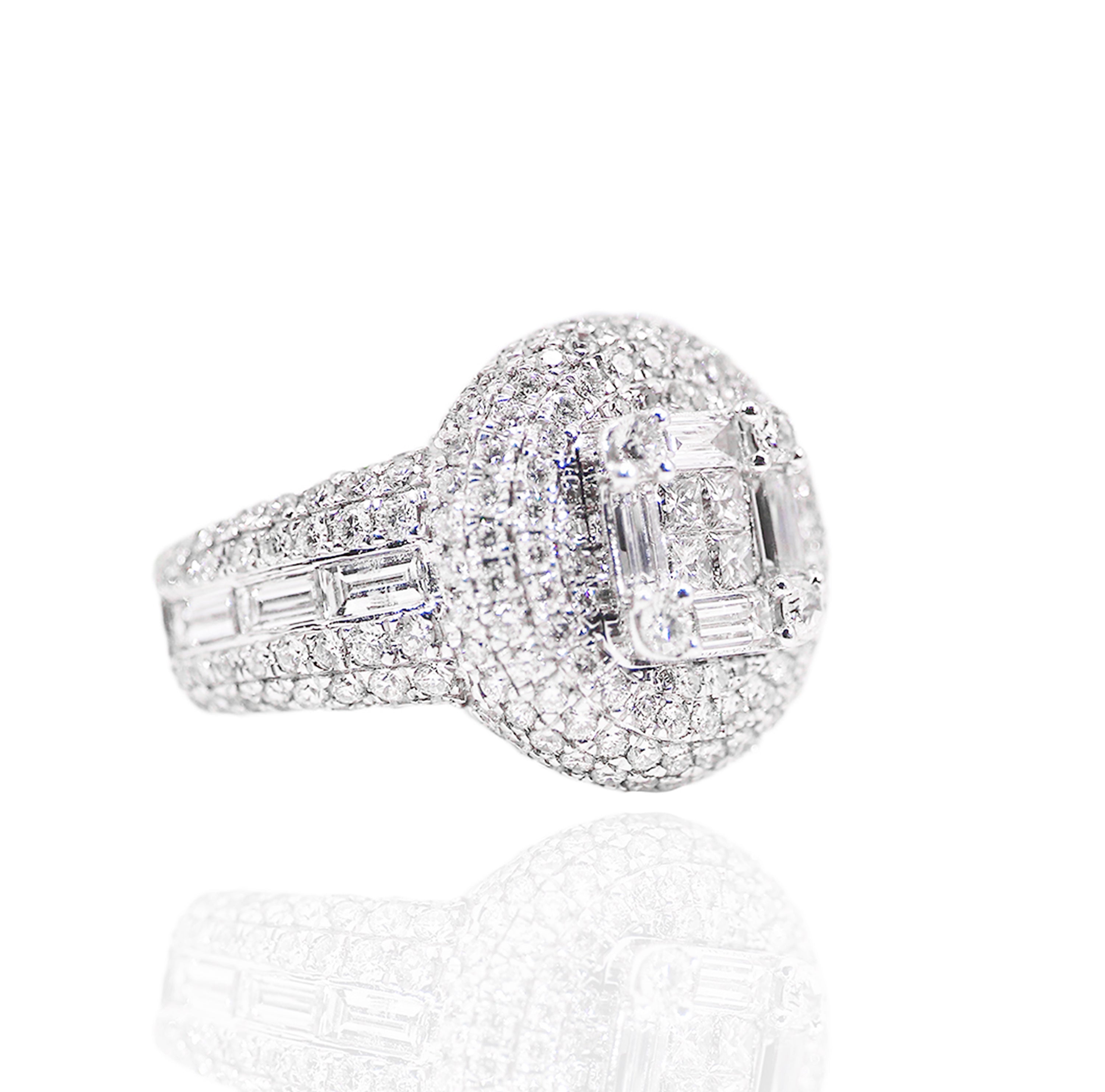 Round Top Baguette Diamond Ring