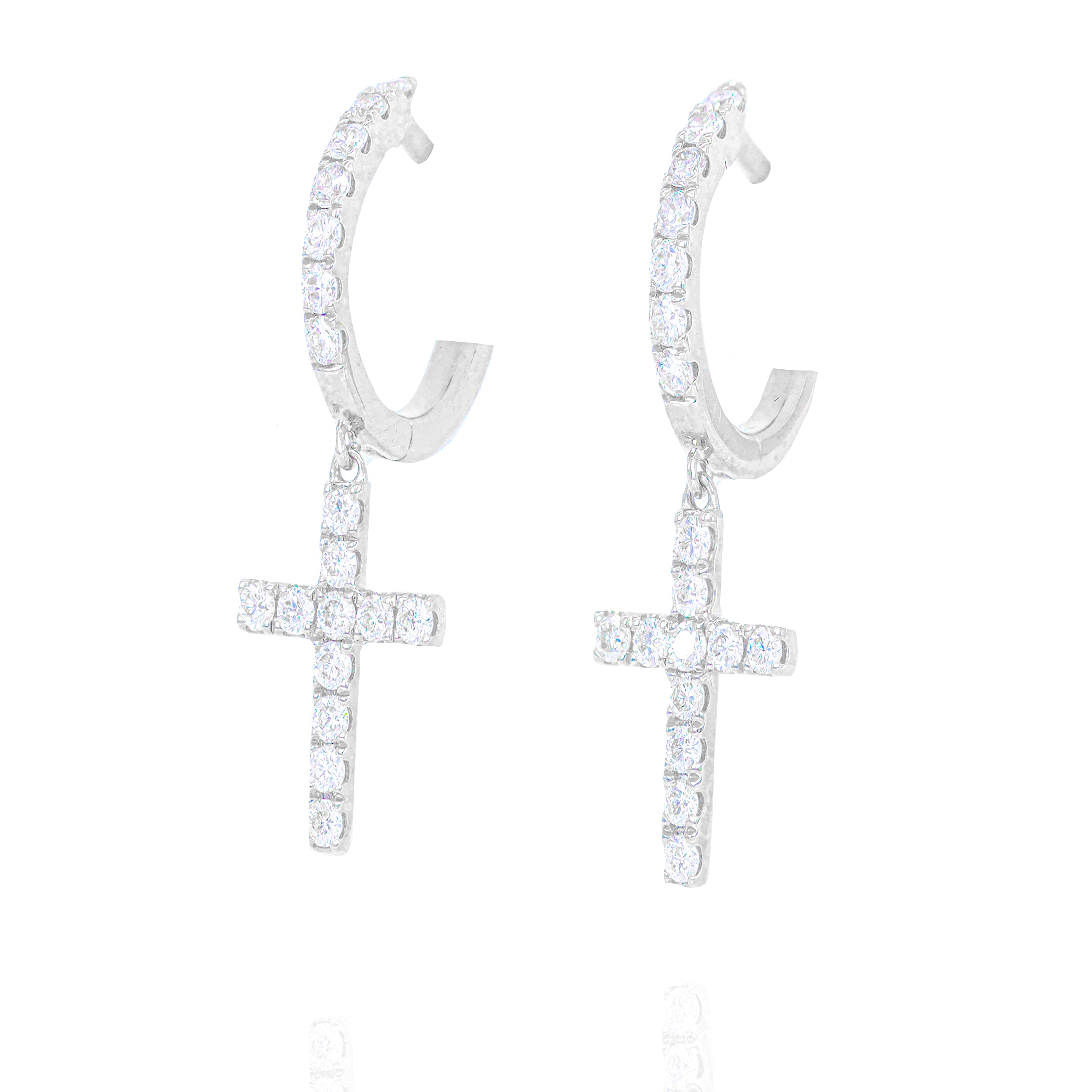 Diamond Cross Hoop Earrings