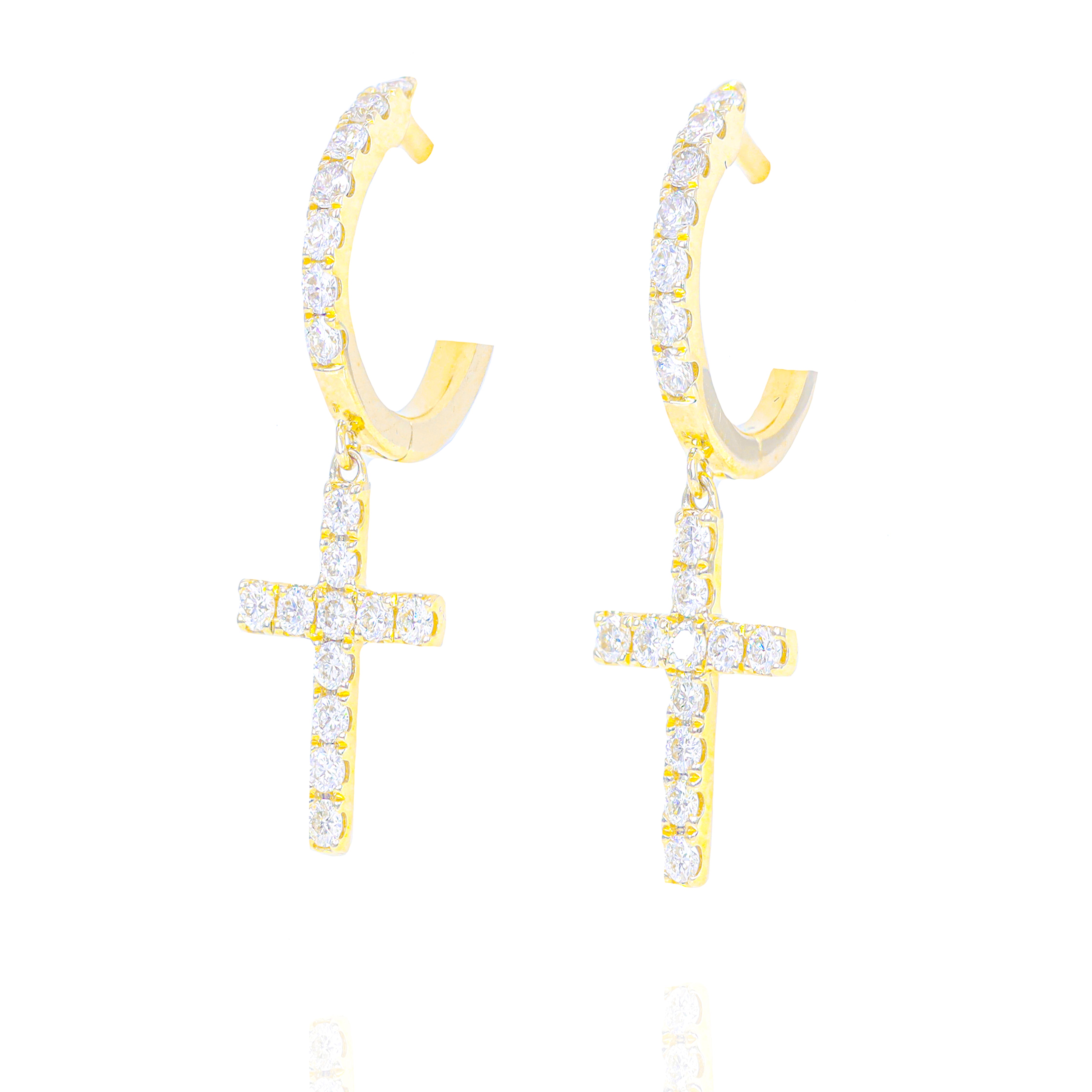 Diamond Cross Hoop Earrings