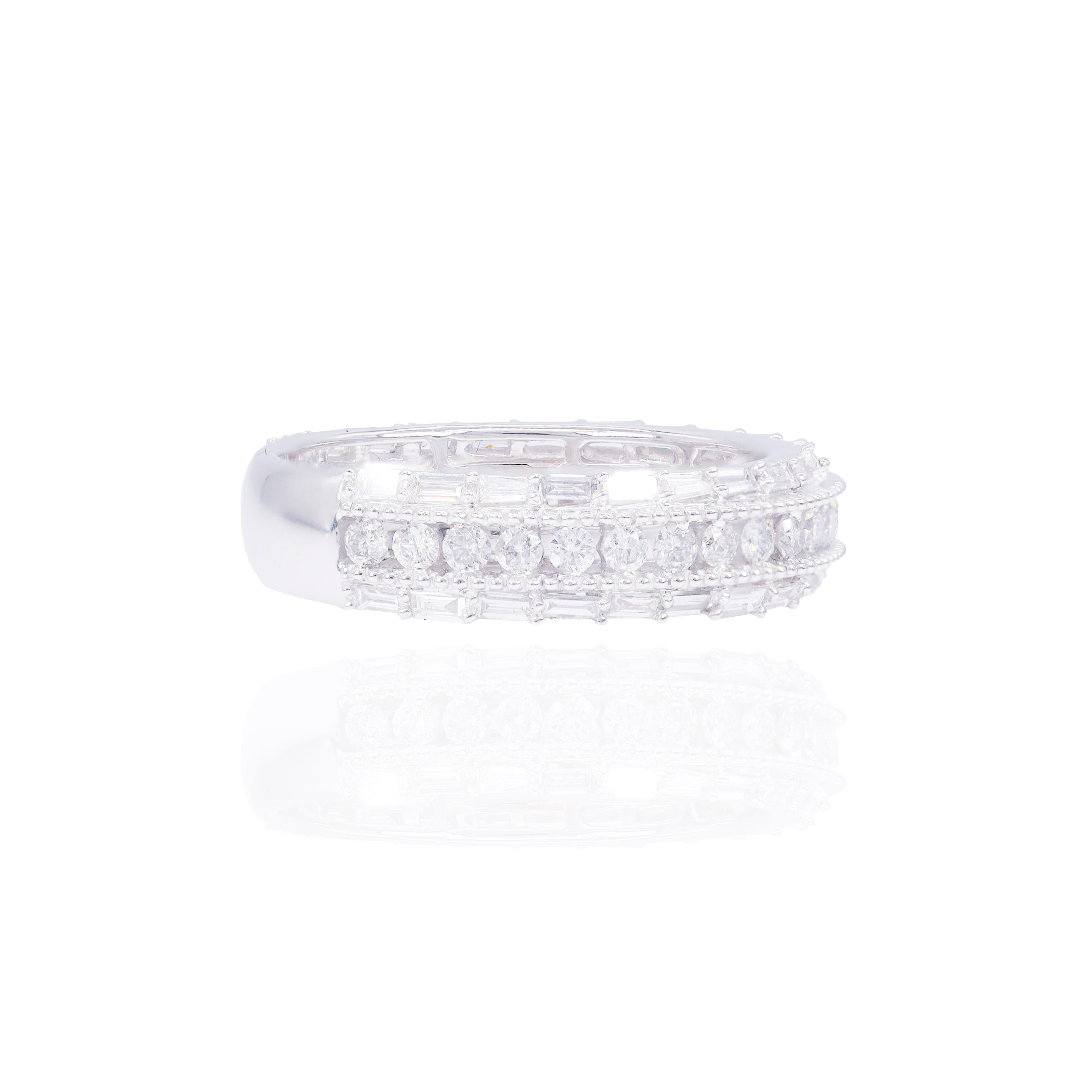 Baguette Border Diamond Band