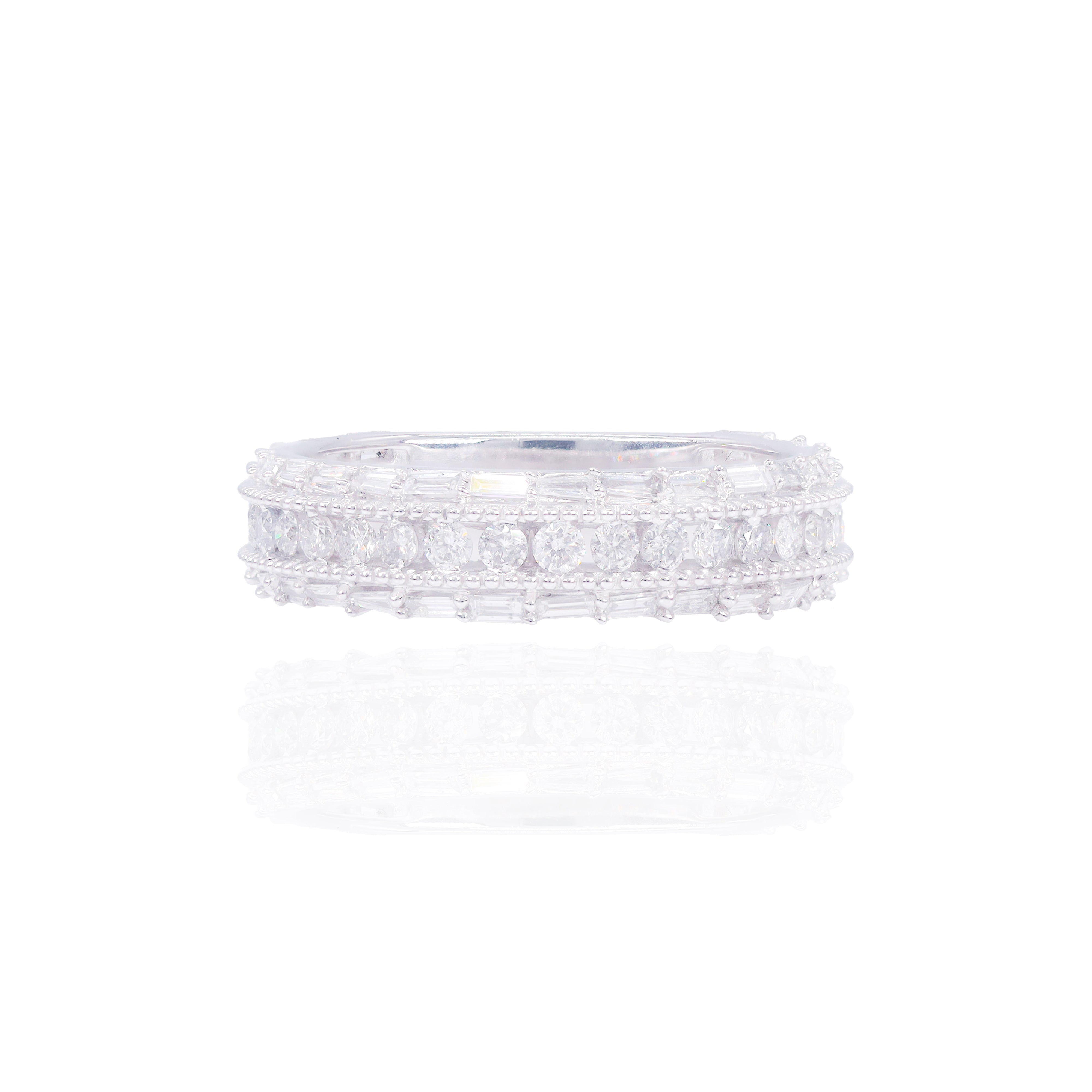 Baguette Border Diamond Band