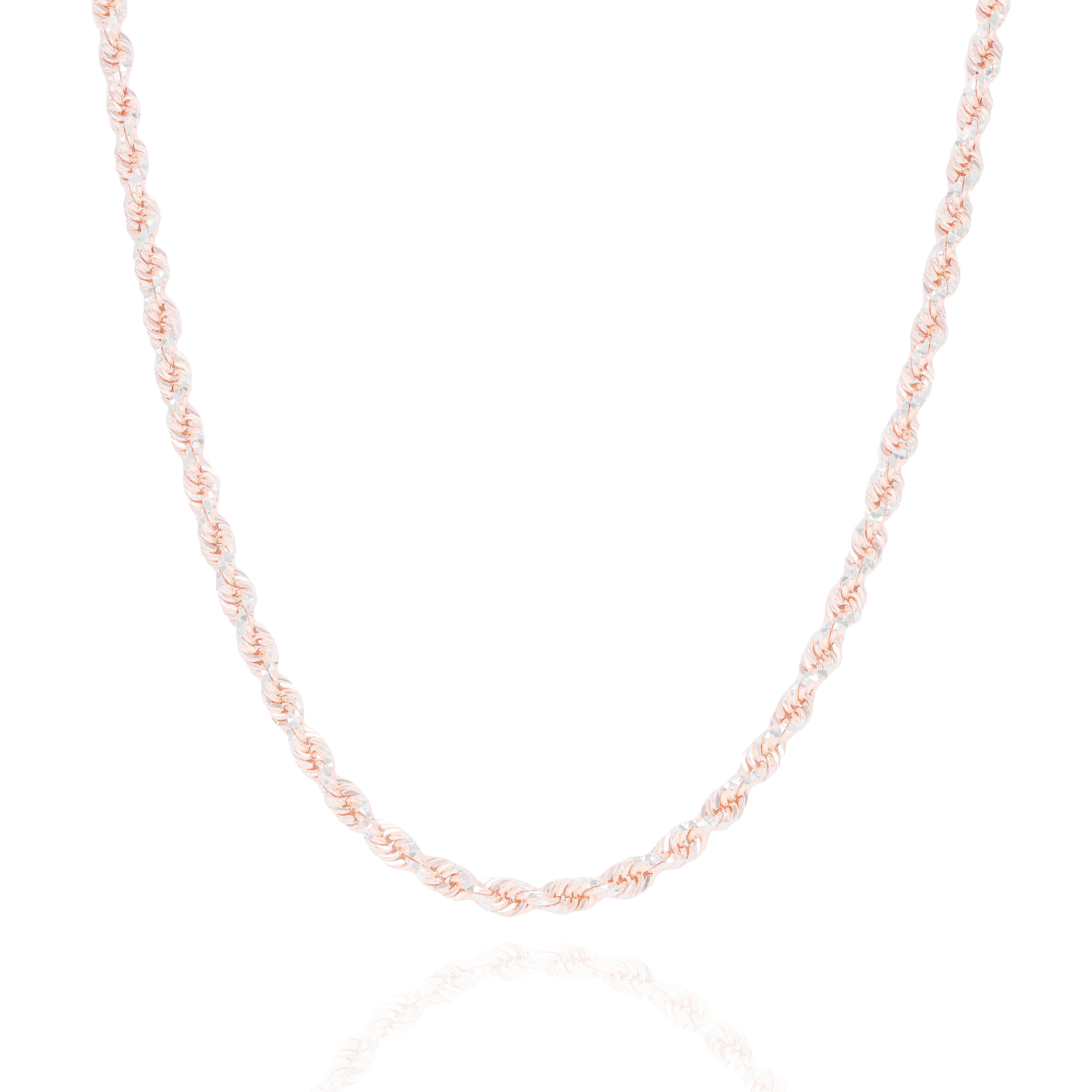 14KT Two-Tone Diamond Cut Rope Rose Gold Chain