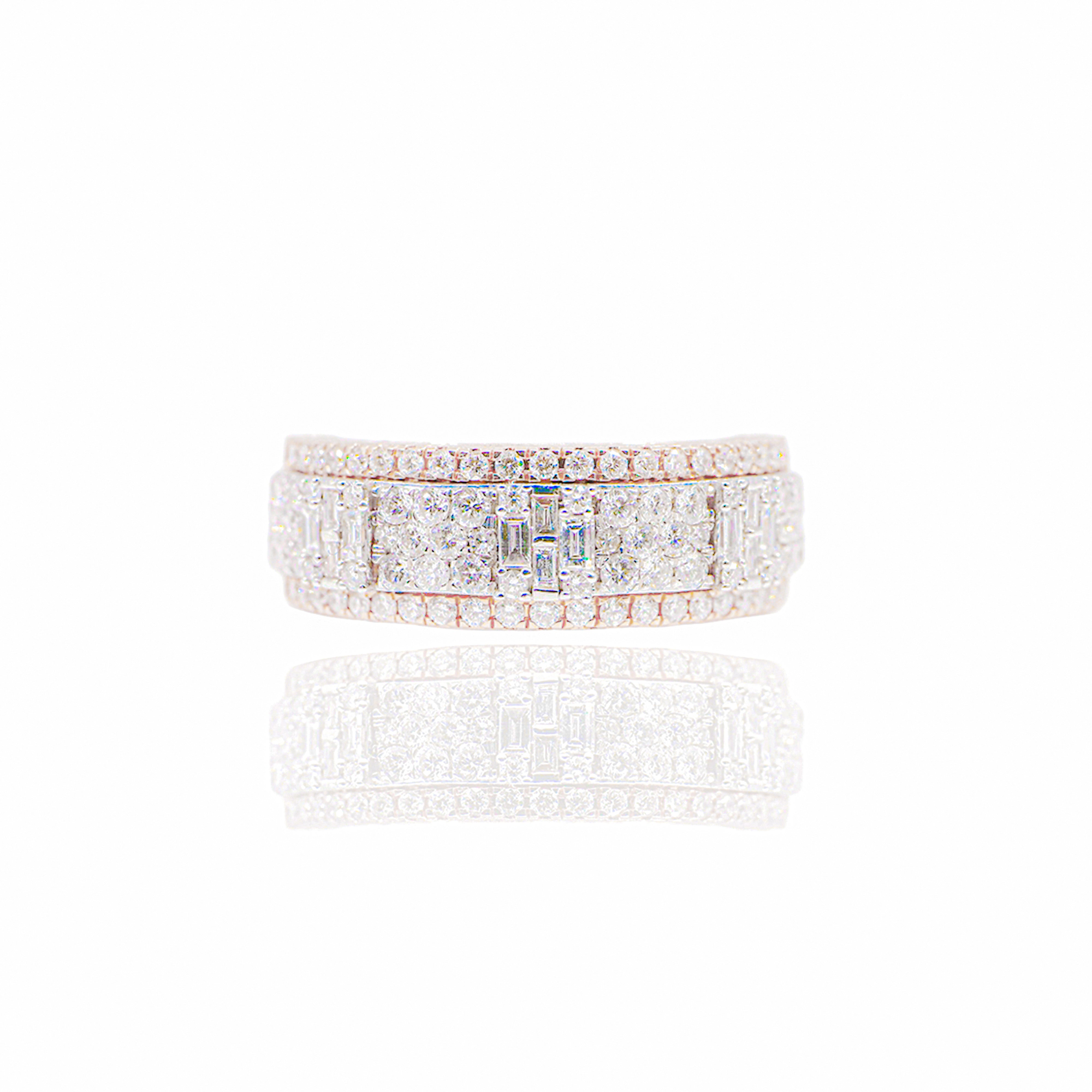 Two-Tone Baguette Clusters Diamond Ring