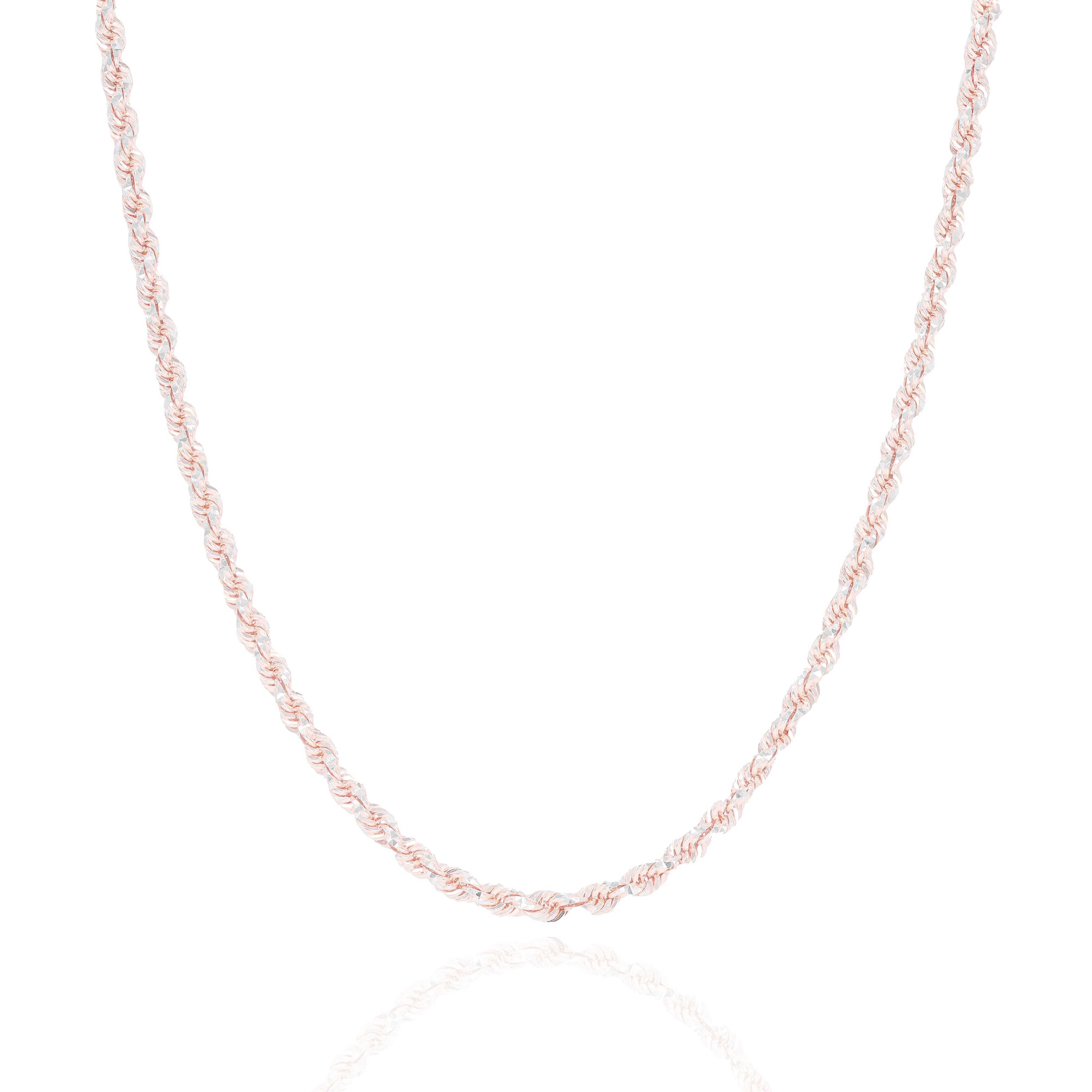 14KT Two-Tone Diamond Cut Rope Rose Gold Chain