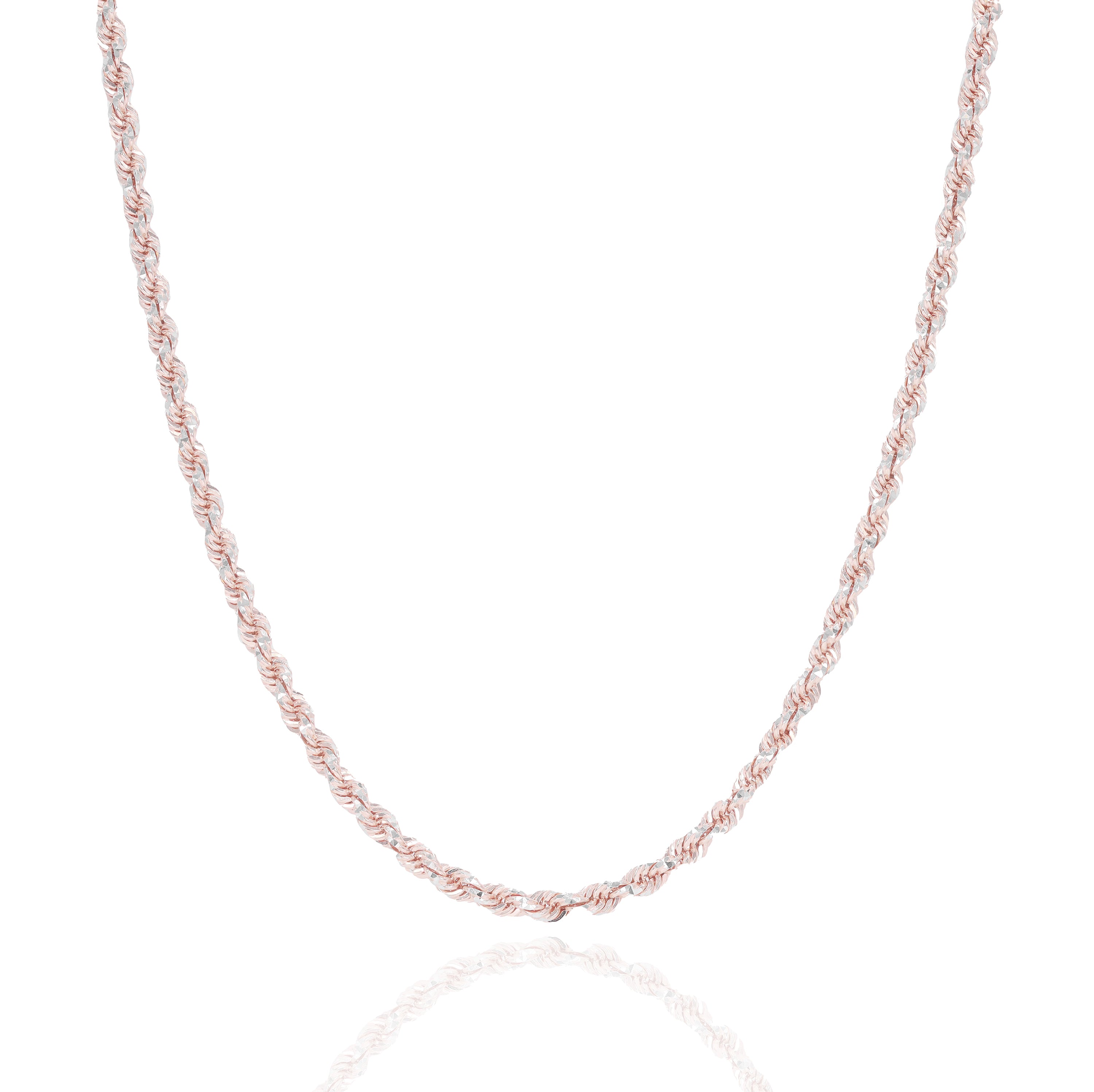 14KT Two-Tone Diamond Cut Rope Rose Gold Chain