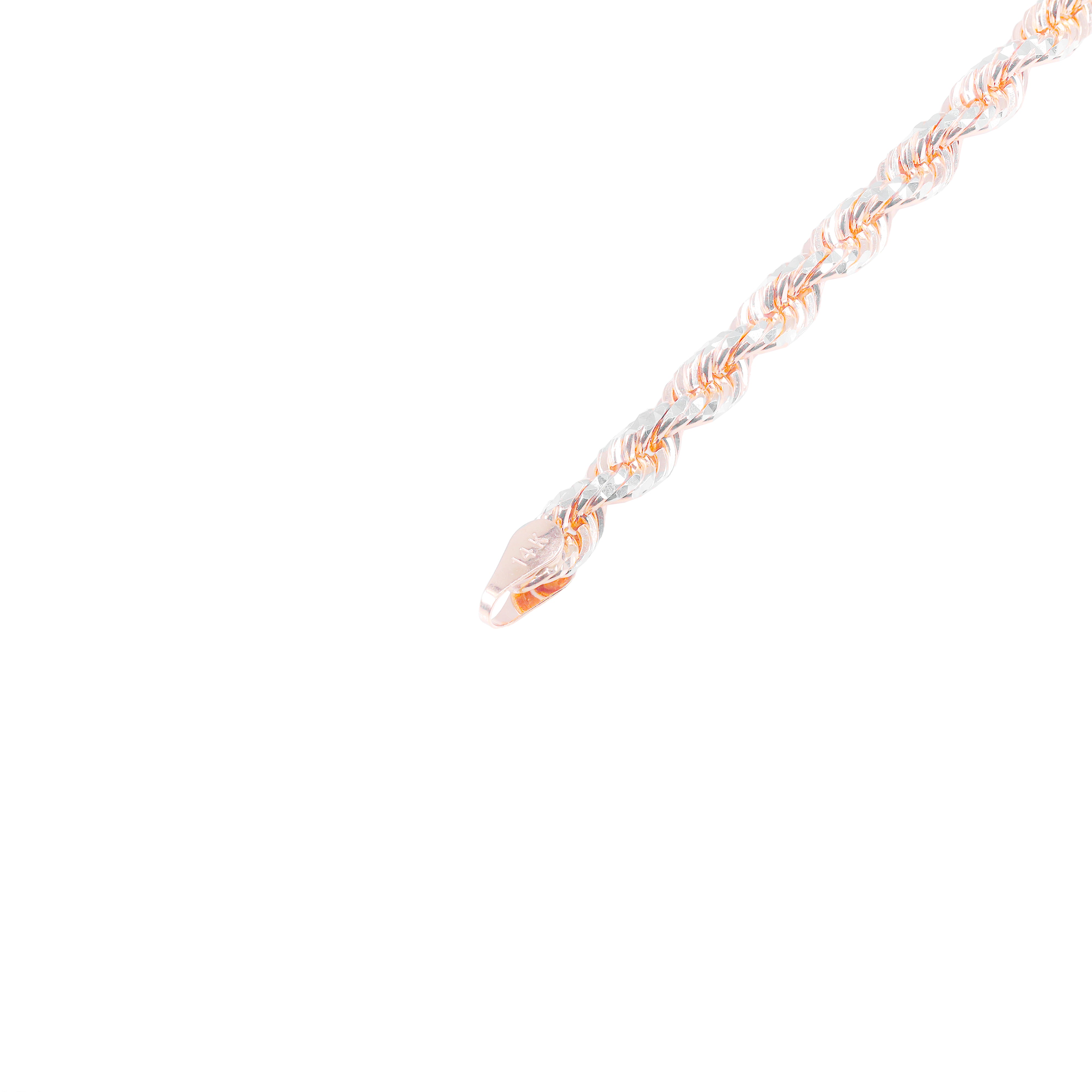 14KT Two-Tone Diamond Cut Rope Rose Gold Chain